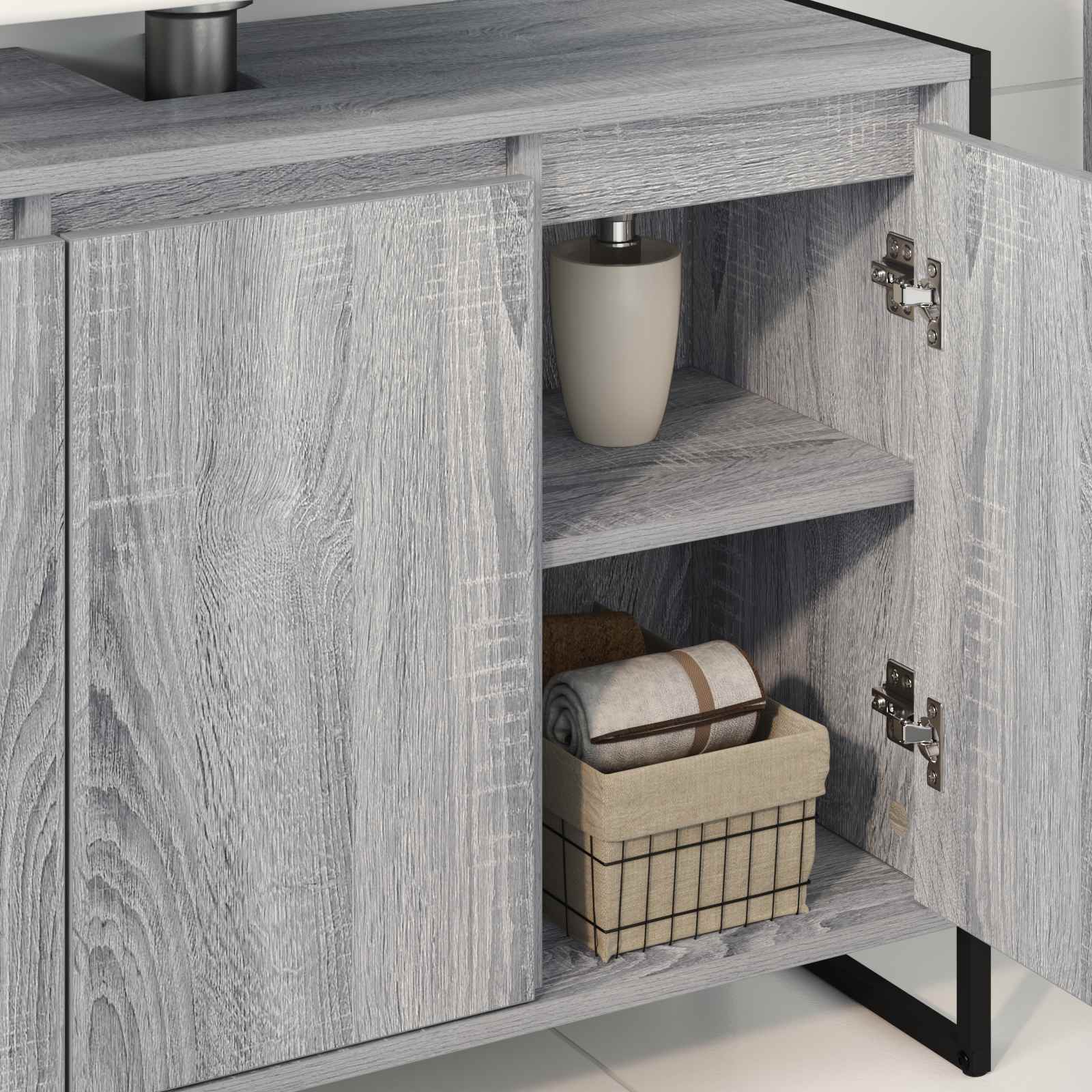 Badkamer Kast Grijs Sonoma 90 x 30 x 60 cm Bewerkt hout is nu te koop bij PeponiXL, paradijselijk wonen!