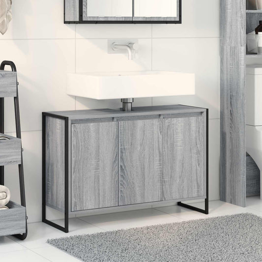 Badkamer Kast Grijs Sonoma 90 x 30 x 60 cm Bewerkt hout is nu te koop bij PeponiXL, paradijselijk wonen!