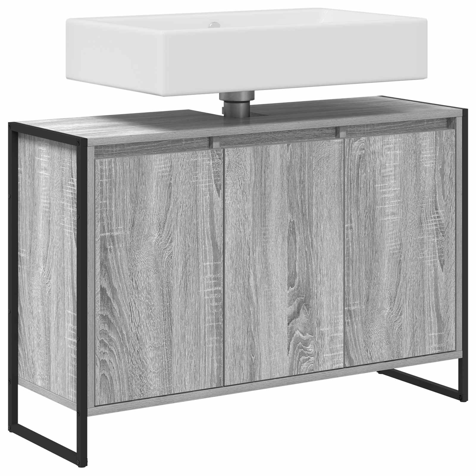 Badkamer Kast Grijs Sonoma 90 x 30 x 60 cm Bewerkt hout is nu te koop bij PeponiXL, paradijselijk wonen!