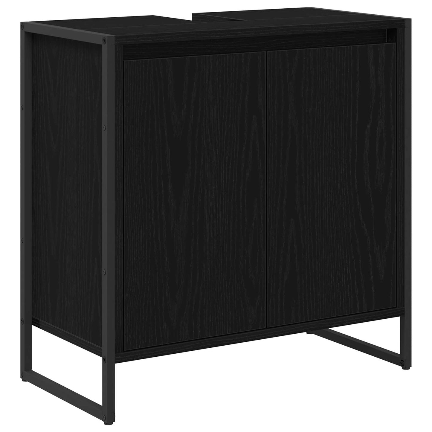 Badkamer Kast Zwart Eiken 60 x 30 x 60 cm Bewerkt hout is nu te koop bij PeponiXL, paradijselijk wonen!