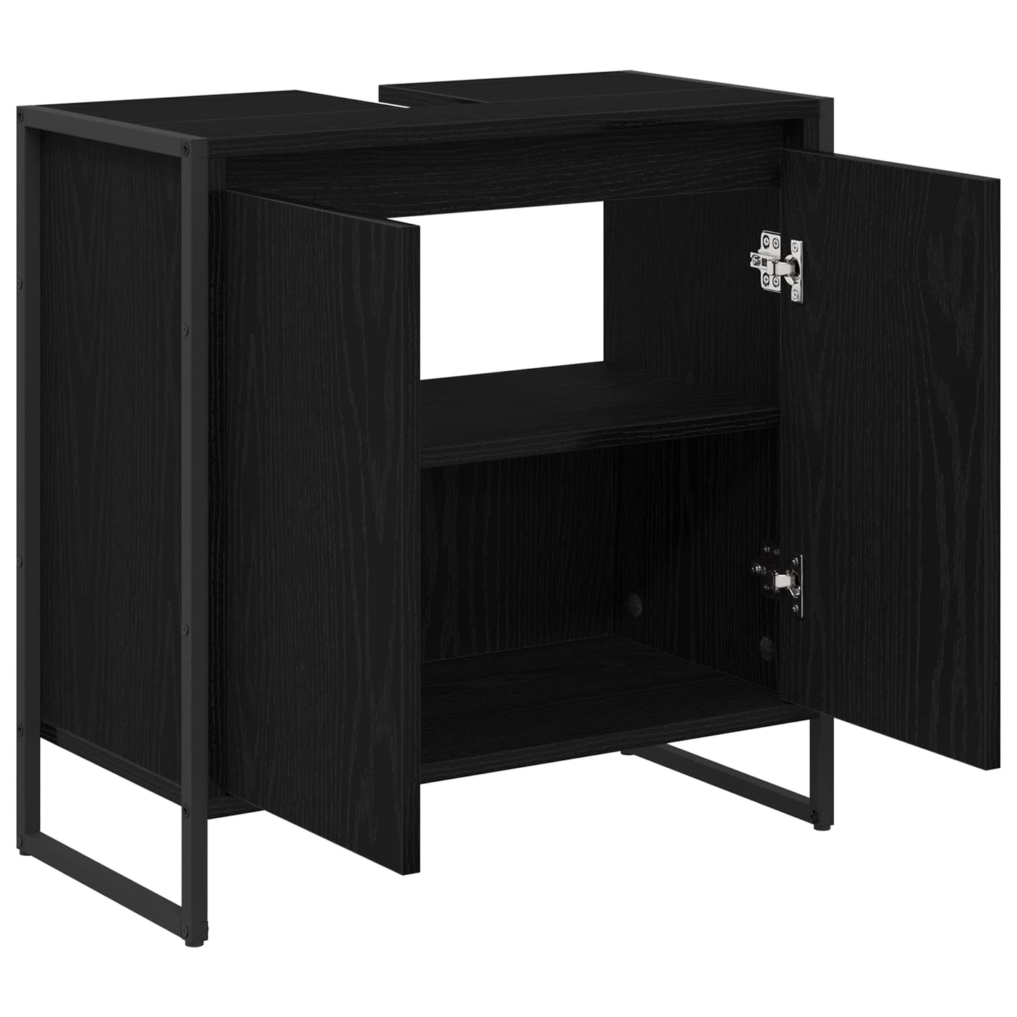 Badkamer Kast Zwart Eiken 60 x 30 x 60 cm Bewerkt hout is nu te koop bij PeponiXL, paradijselijk wonen!