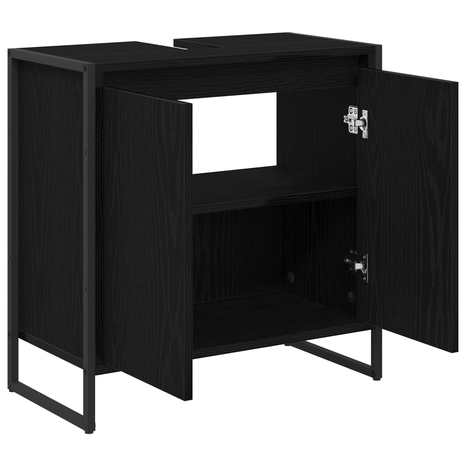Badkamer Kast Zwart Eiken 60 x 30 x 60 cm Bewerkt hout is nu te koop bij PeponiXL, paradijselijk wonen!