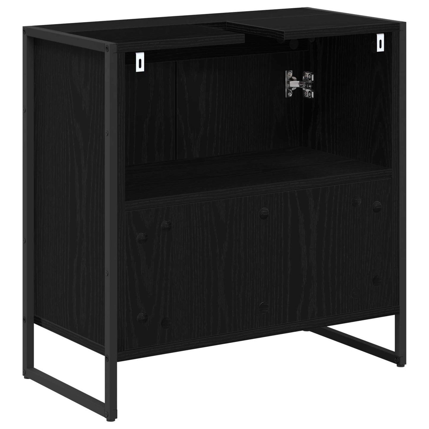 Badkamer Kast Zwart Eiken 60 x 30 x 60 cm Bewerkt hout is nu te koop bij PeponiXL, paradijselijk wonen!