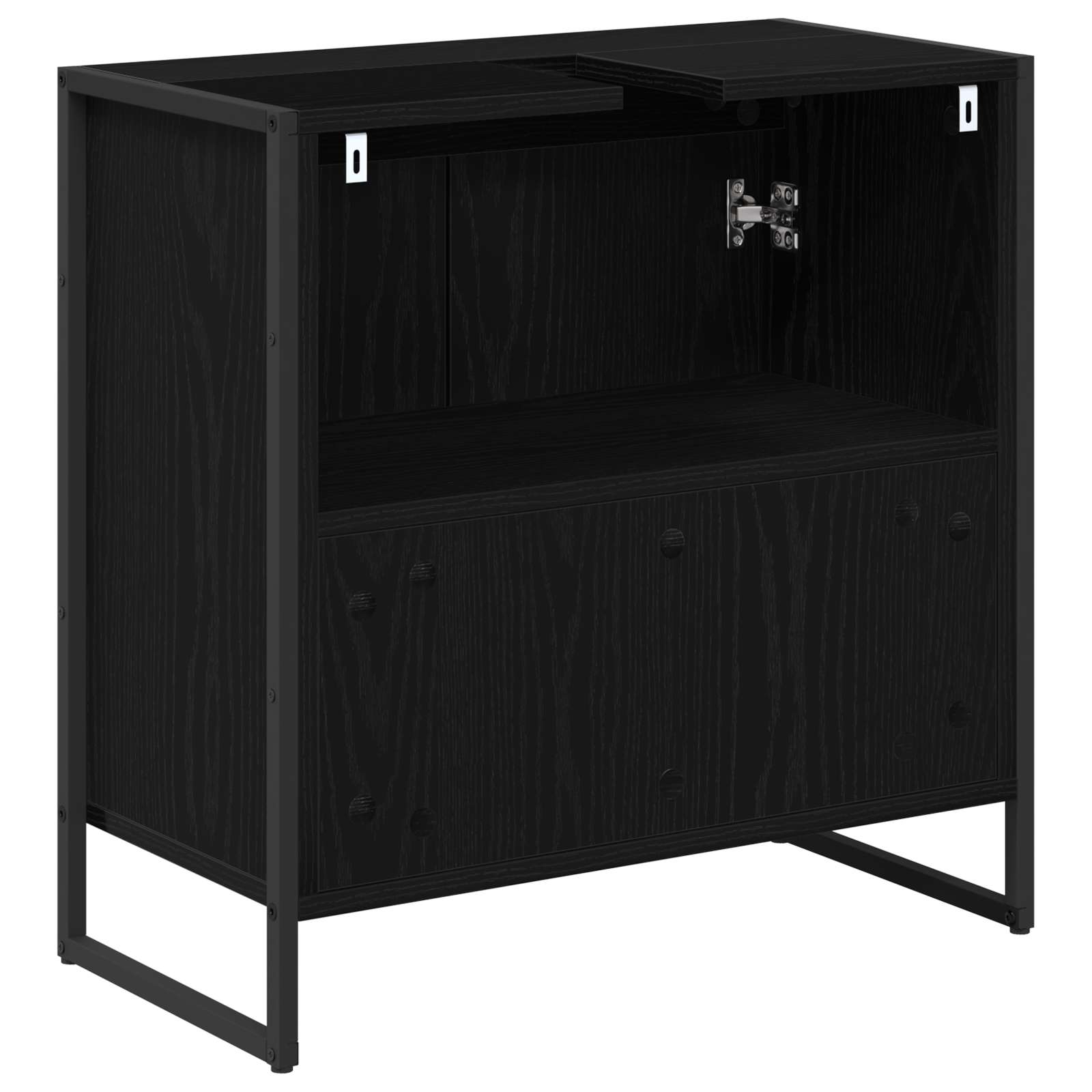 Badkamer Kast Zwart Eiken 60 x 30 x 60 cm Bewerkt hout is nu te koop bij PeponiXL, paradijselijk wonen!