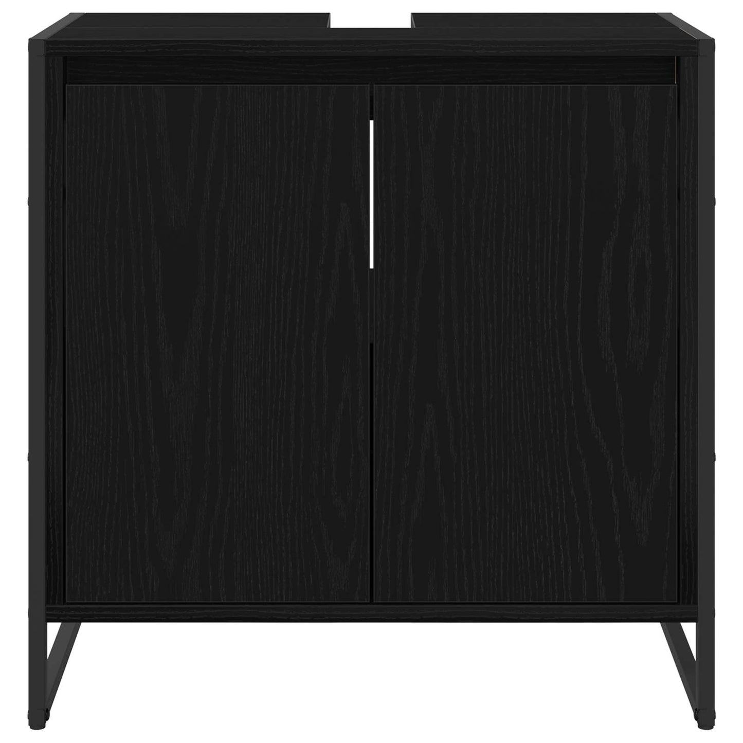 Badkamer Kast Zwart Eiken 60 x 30 x 60 cm Bewerkt hout is nu te koop bij PeponiXL, paradijselijk wonen!
