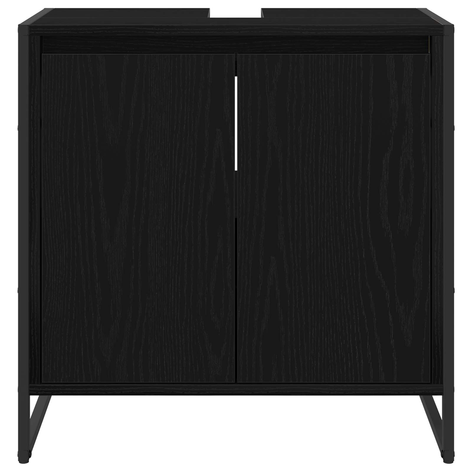 Badkamer Kast Zwart Eiken 60 x 30 x 60 cm Bewerkt hout is nu te koop bij PeponiXL, paradijselijk wonen!