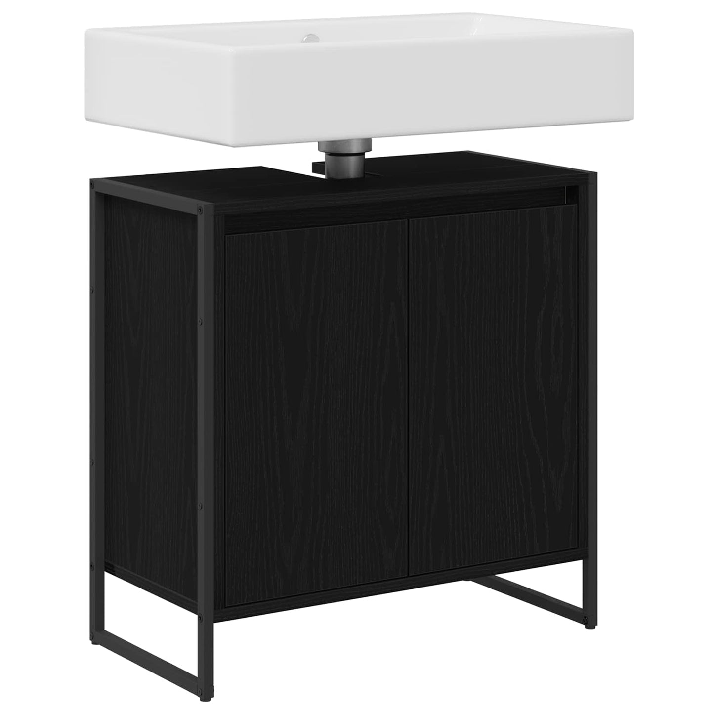 Badkamer Kast Zwart Eiken 60 x 30 x 60 cm Bewerkt hout is nu te koop bij PeponiXL, paradijselijk wonen!