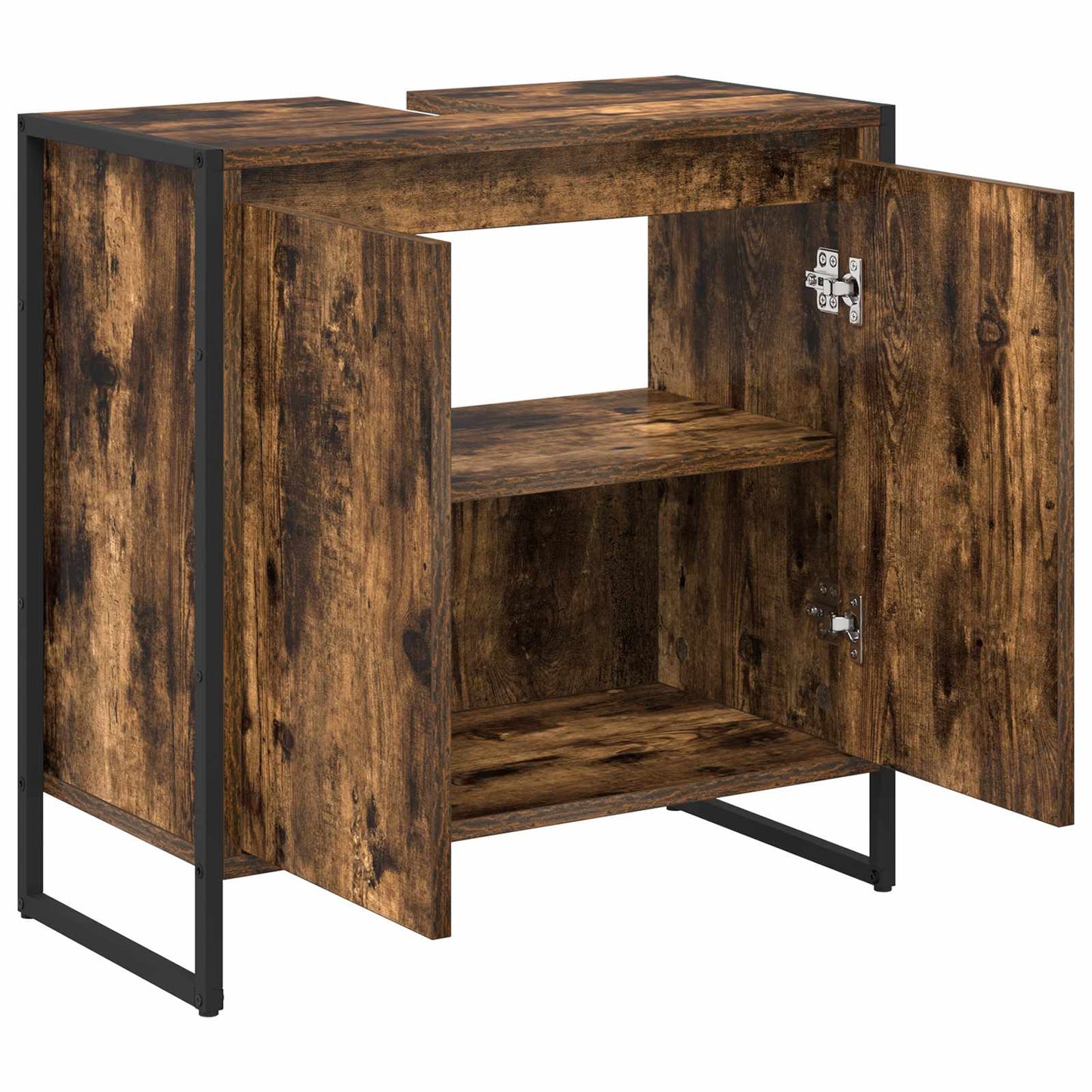Badkamer Kast met opslag Rook Eik 60 x 30 x 60 cm Bewerkt hout is nu te koop bij PeponiXL, paradijselijk wonen!