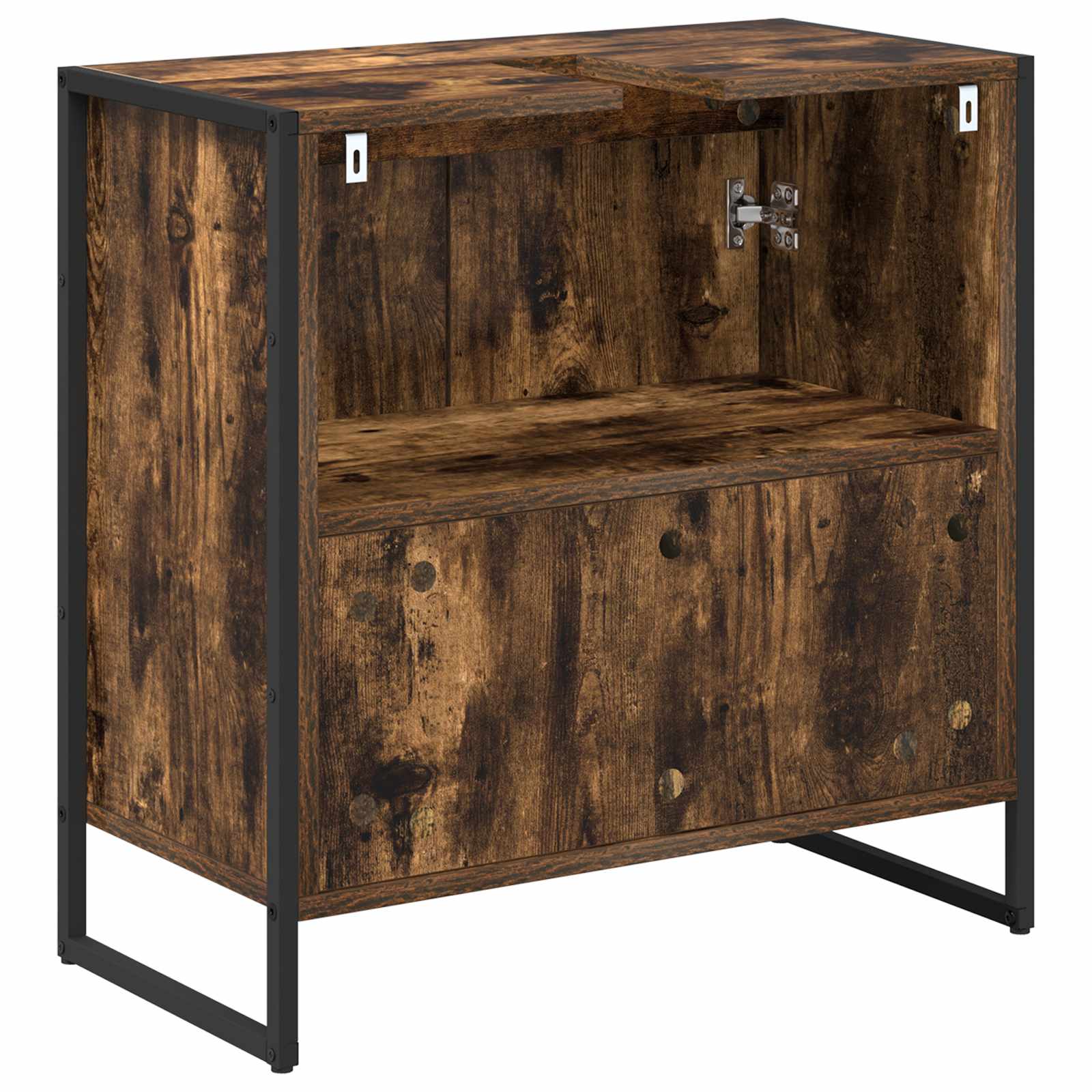 Badkamer Kast met opslag Rook Eik 60 x 30 x 60 cm Bewerkt hout is nu te koop bij PeponiXL, paradijselijk wonen!