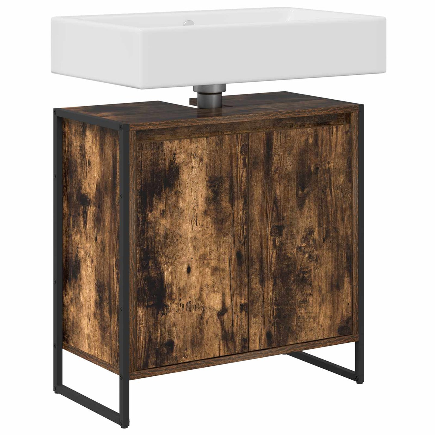 Badkamer Kast met opslag Rook Eik 60 x 30 x 60 cm Bewerkt hout is nu te koop bij PeponiXL, paradijselijk wonen!