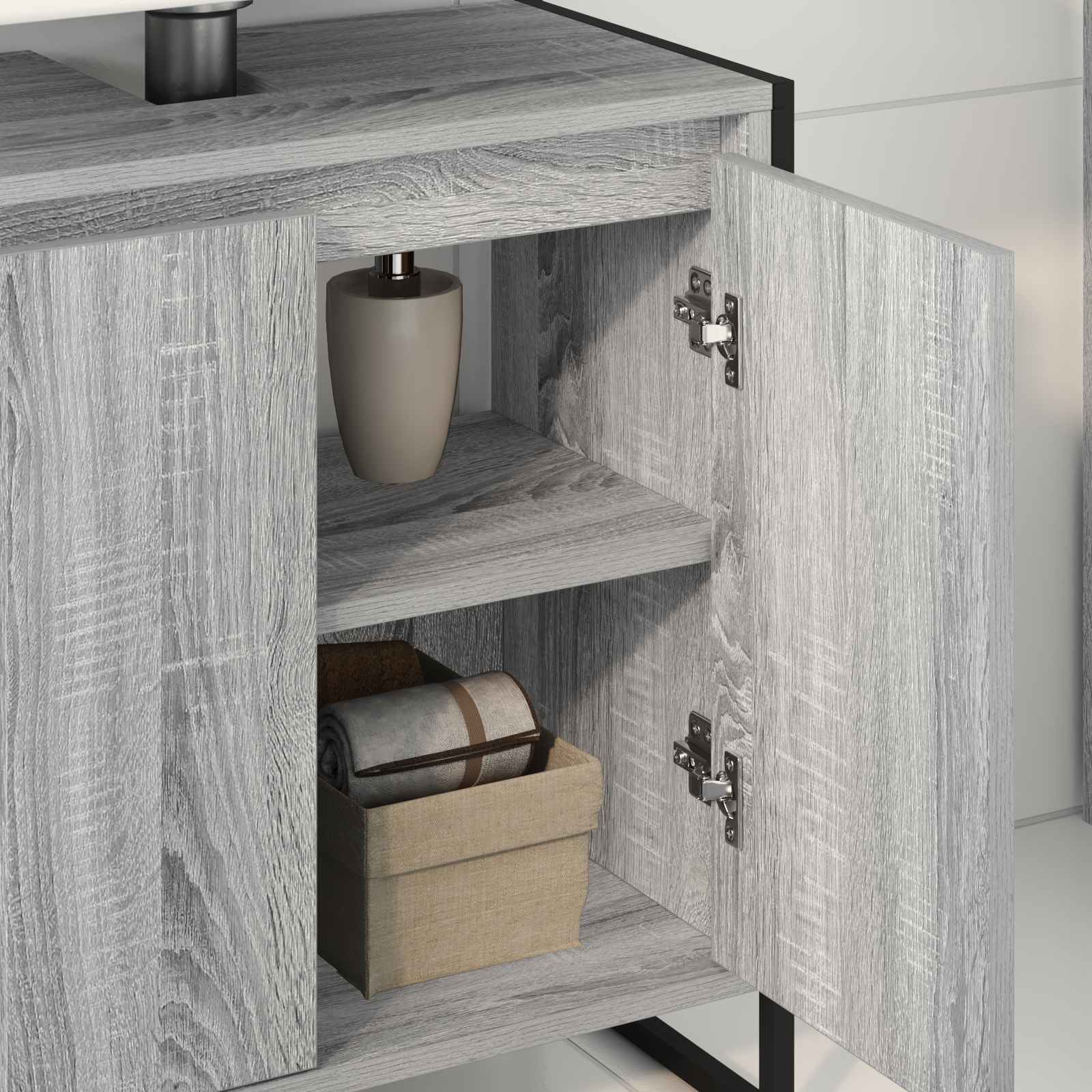 Badkamer Kast Grijs Sonoma 60 x 30 x 60 cm Bewerkt hout is nu te koop bij PeponiXL, paradijselijk wonen!