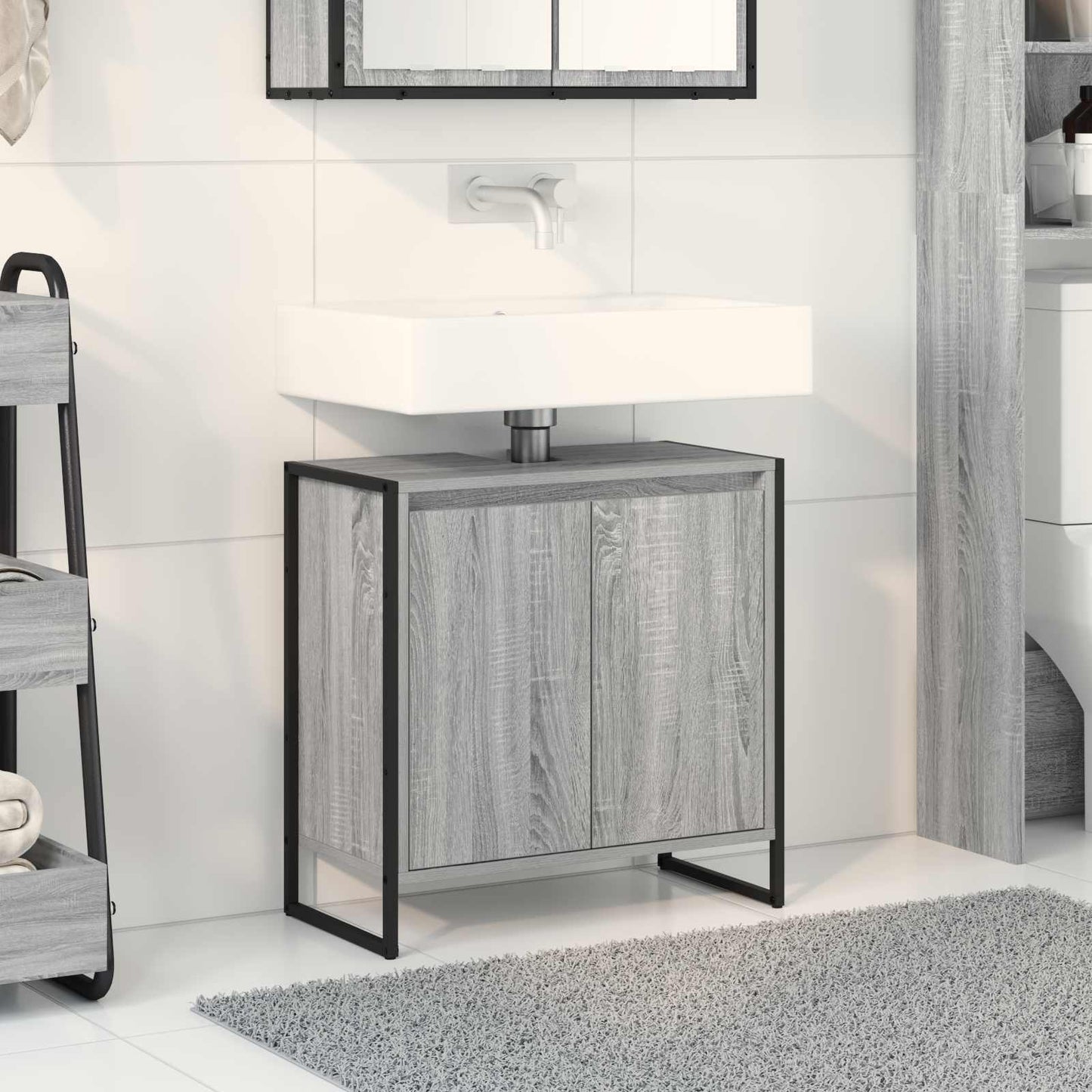 Badkamer Kast Grijs Sonoma 60 x 30 x 60 cm Bewerkt hout is nu te koop bij PeponiXL, paradijselijk wonen!