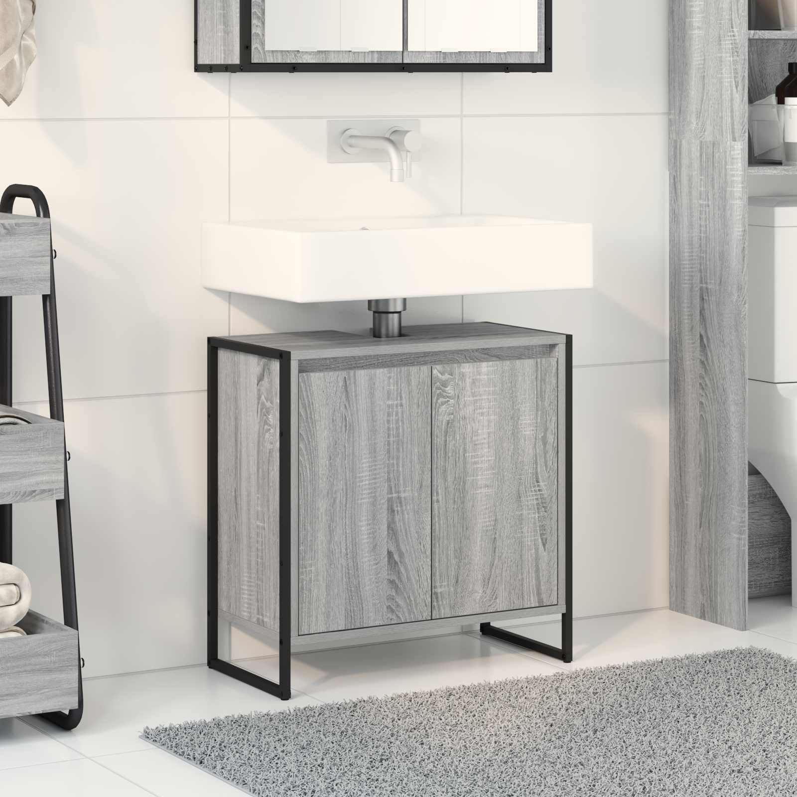 Badkamer Kast Grijs Sonoma 60 x 30 x 60 cm Bewerkt hout is nu te koop bij PeponiXL, paradijselijk wonen!