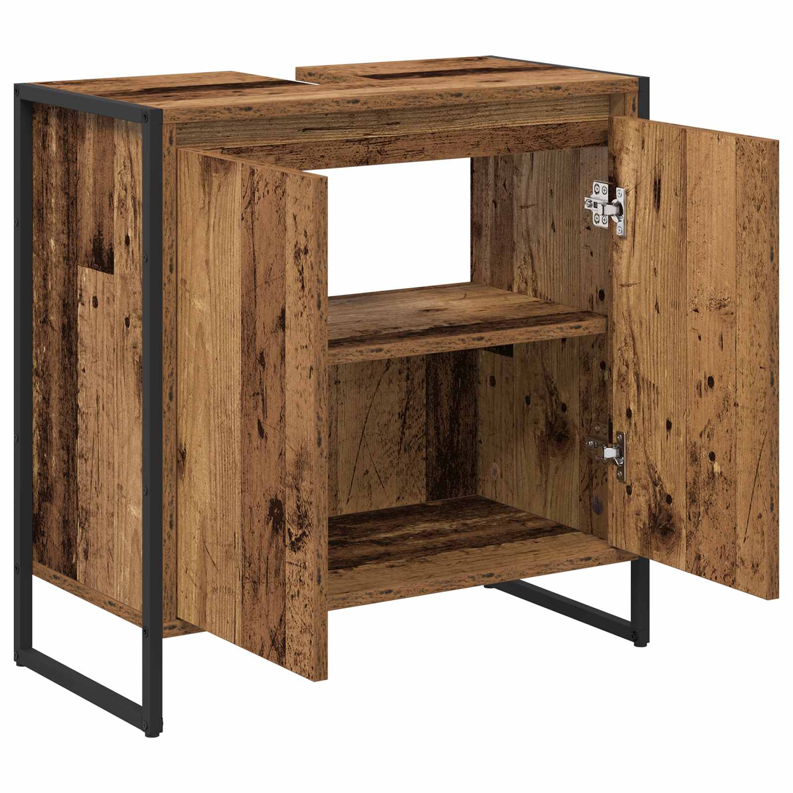 Badkamer Kast met opslag Oud Hout 60 x 30 x 60 cm Bewerkt hout is nu te koop bij PeponiXL, paradijselijk wonen!