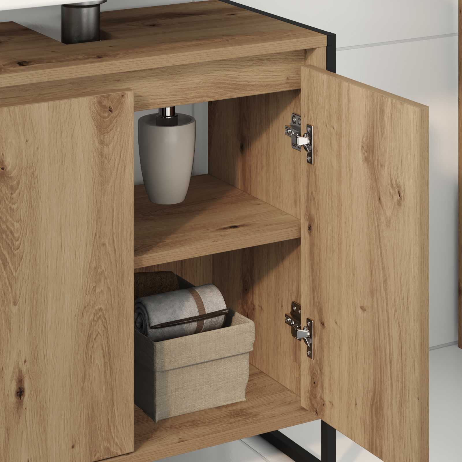 Badkamer Kast Ambachtelijk eiken 60 x 30 x 60 cm Bewerkt hout is nu te koop bij PeponiXL, paradijselijk wonen!