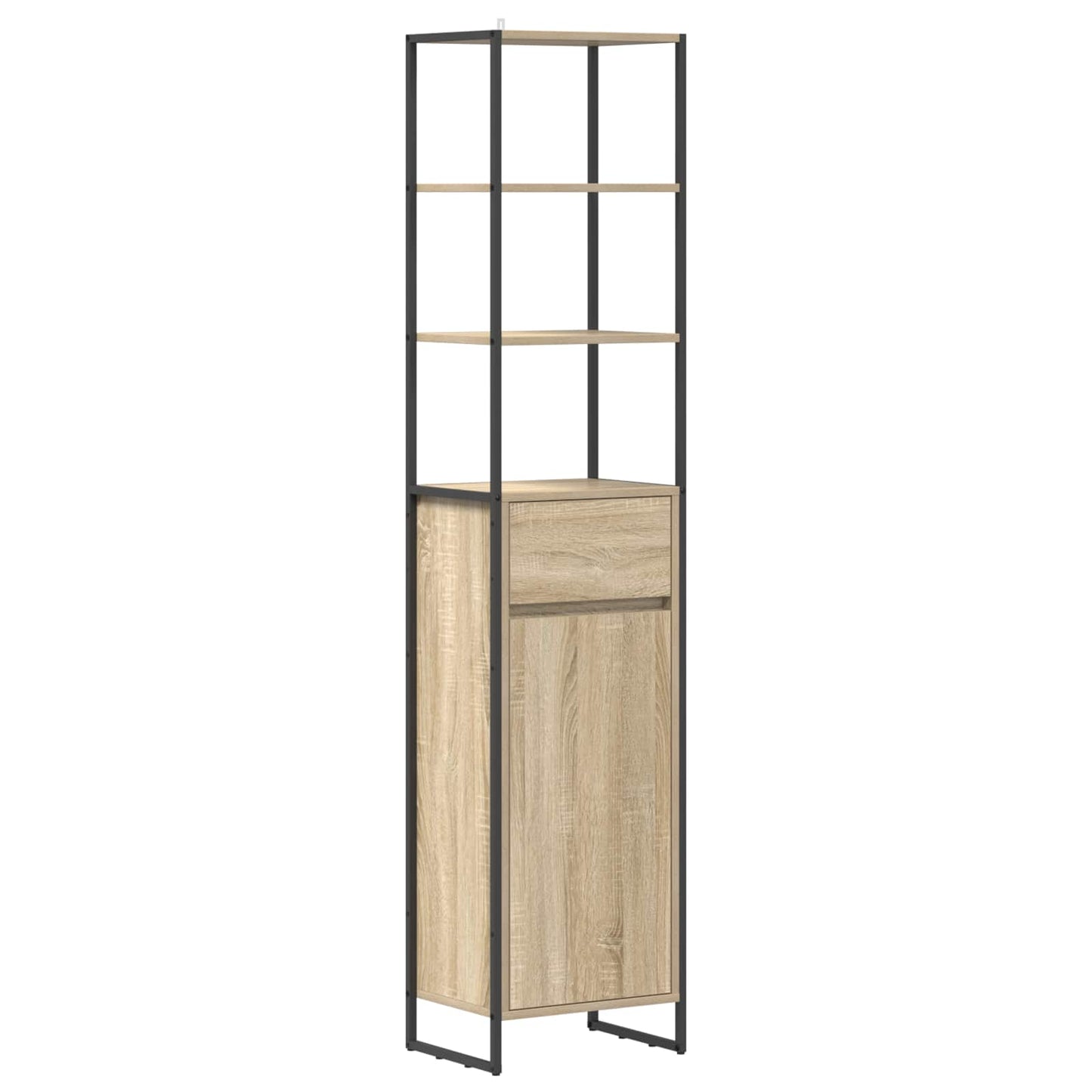 Badkamer Kast met lade Sonoma 40 x 30 x 180 cm Bewerkt hout is nu te koop bij PeponiXL, paradijselijk wonen!