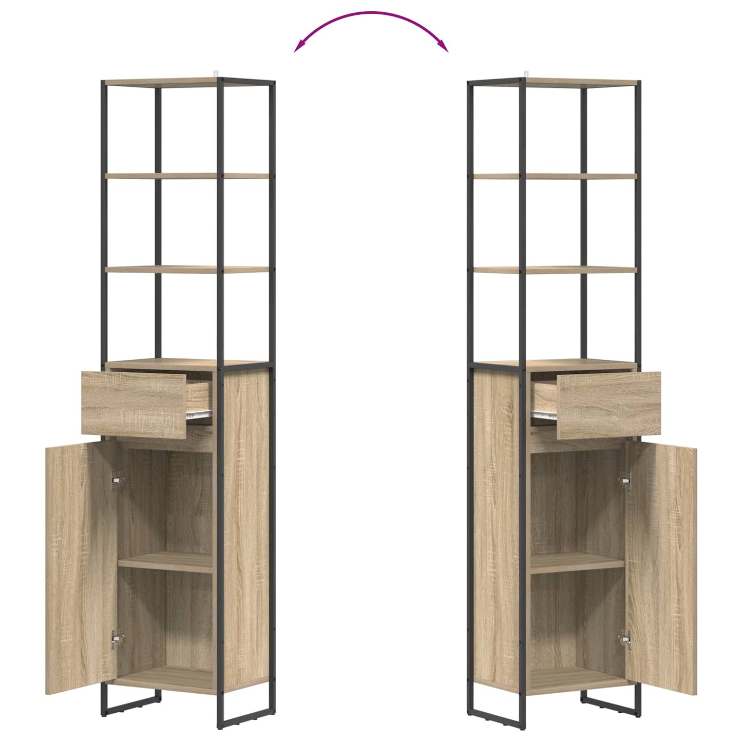 Badkamer Kast met lade Sonoma 40 x 30 x 180 cm Bewerkt hout is nu te koop bij PeponiXL, paradijselijk wonen!