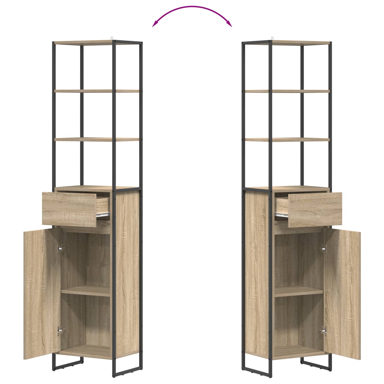 Badkamer Kast met lade Sonoma 40 x 30 x 180 cm Bewerkt hout is nu te koop bij PeponiXL, paradijselijk wonen!