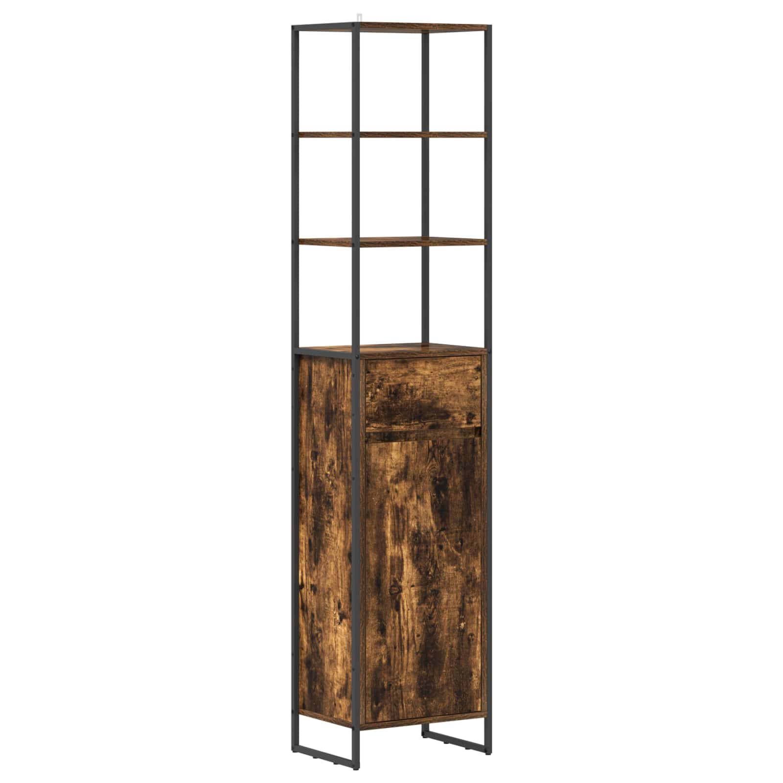 Badkamer Kast met lade Rook Eik 40 x 30 x 180 cm Bewerkt hout is nu te koop bij PeponiXL, paradijselijk wonen!