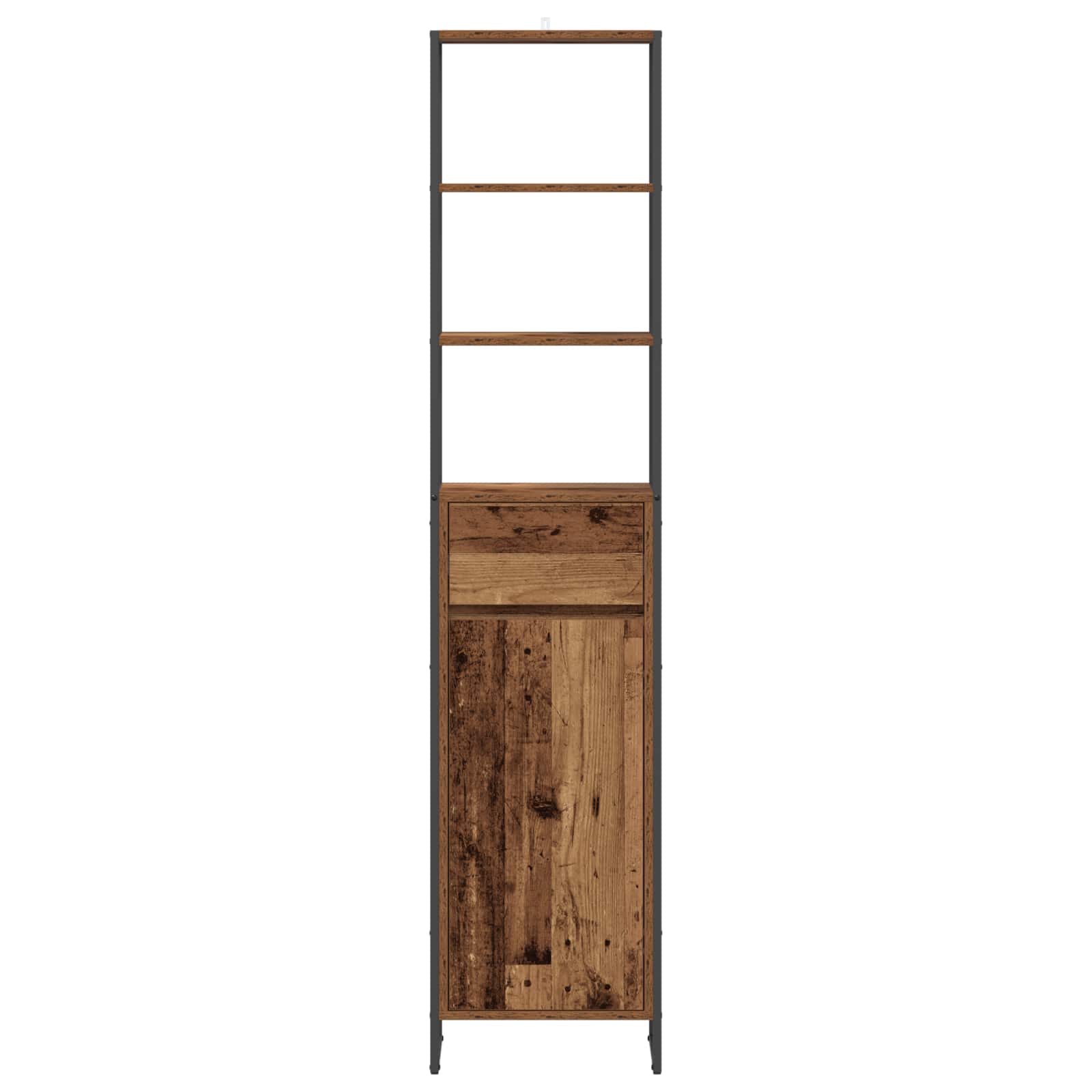 Badkamer Kast met lade Oud Hout 40 x 30 x 180 cm Bewerkt hout is nu te koop bij PeponiXL, paradijselijk wonen!
