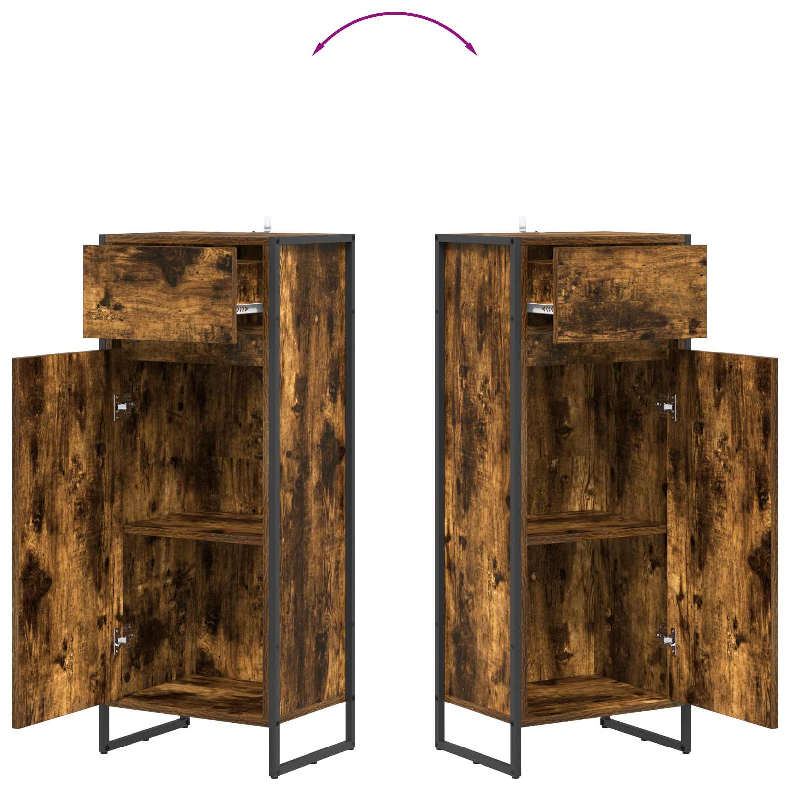 Badkamer Kast met lade Rook Eik 40 x 30 x 100 cm Bewerkt hout is nu te koop bij PeponiXL, paradijselijk wonen!