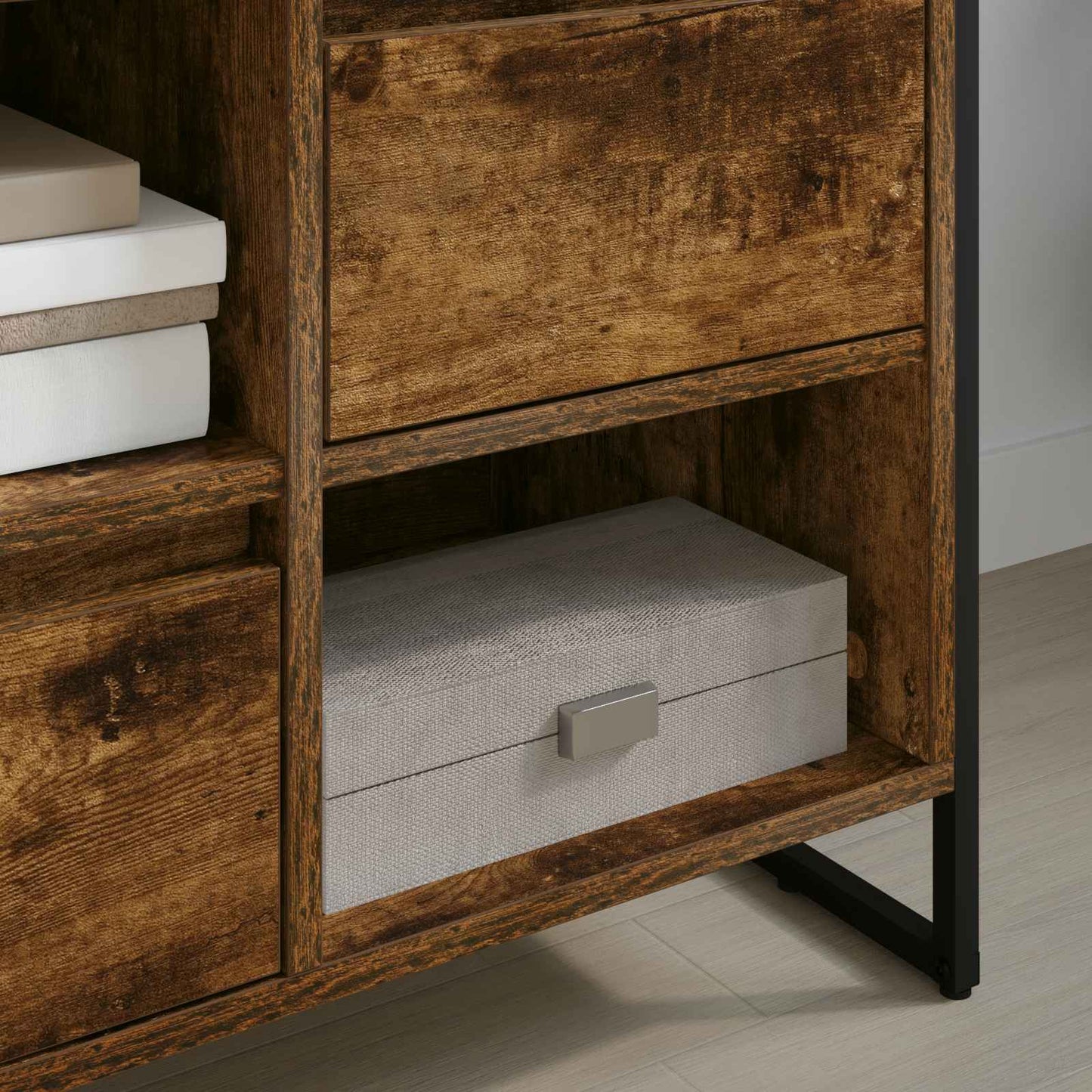 TV-kast met lade Rook Eik 100 x 36 x 49,5 cm Bewerkt hout is nu te koop bij PeponiXL, paradijselijk wonen!