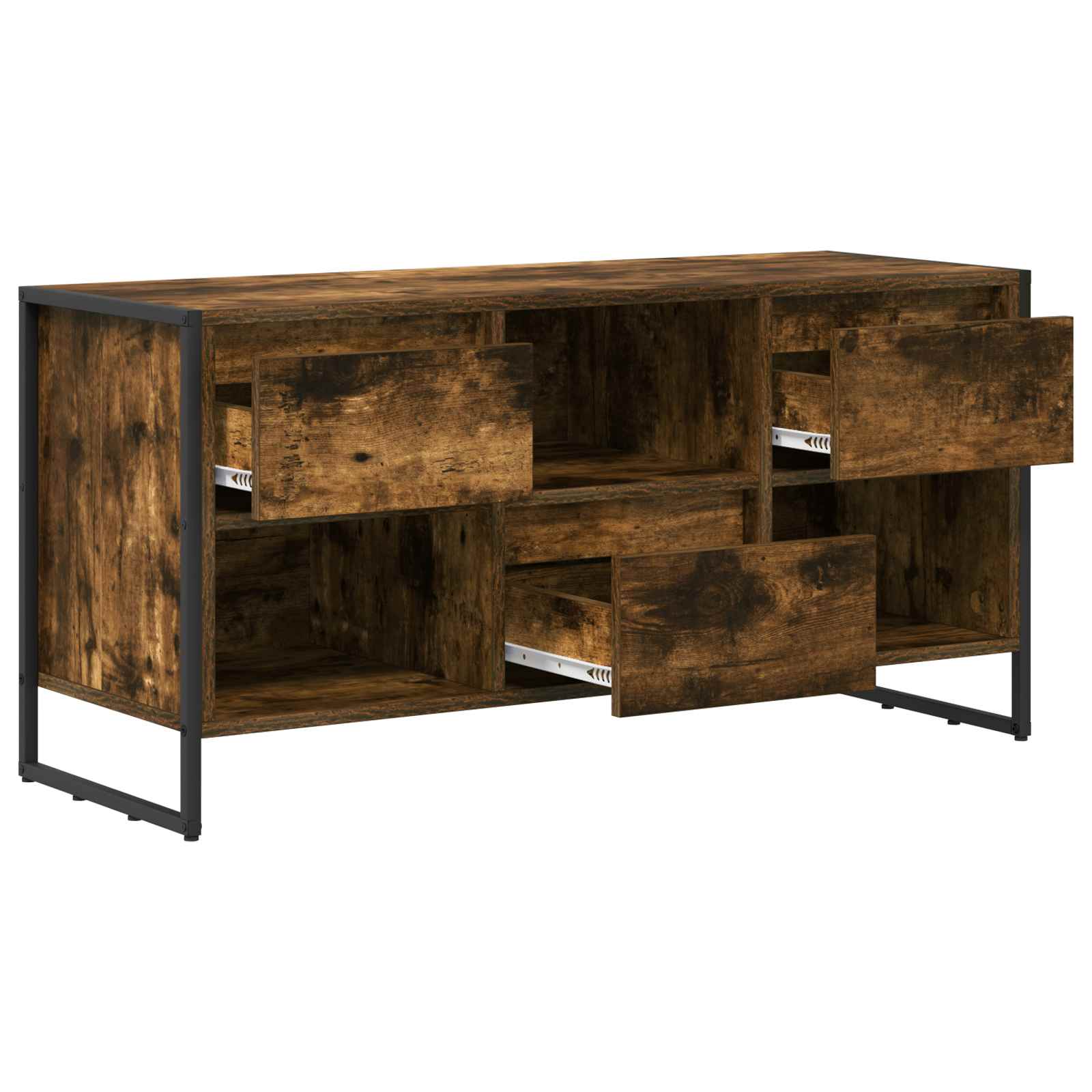TV-kast met lade Rook Eik 100 x 36 x 49,5 cm Bewerkt hout is nu te koop bij PeponiXL, paradijselijk wonen!