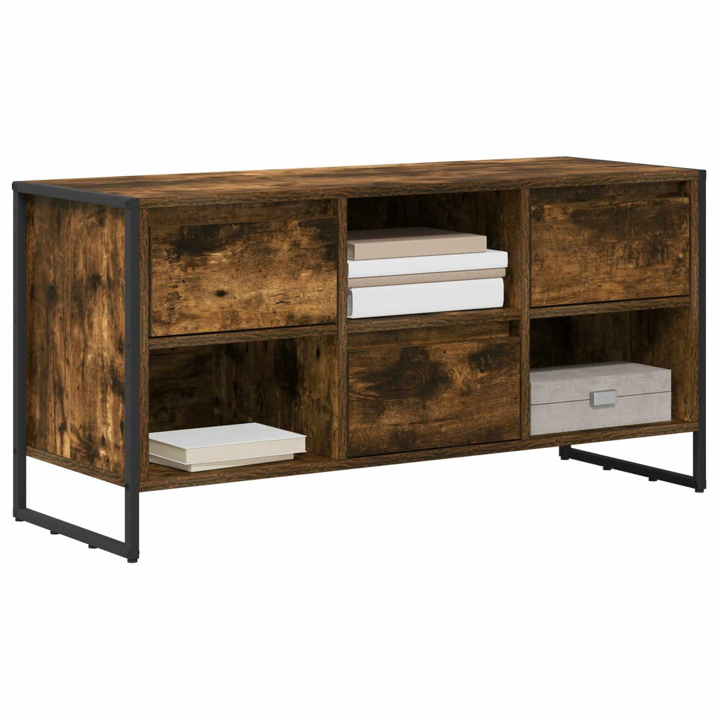 TV-kast met lade Rook Eik 100 x 36 x 49,5 cm Bewerkt hout is nu te koop bij PeponiXL, paradijselijk wonen!