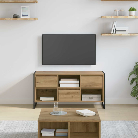 TV-kast Ambachtelijk eiken 100 x 36 x 49,5 cm Bewerkt hout is nu te koop bij PeponiXL, paradijselijk wonen!