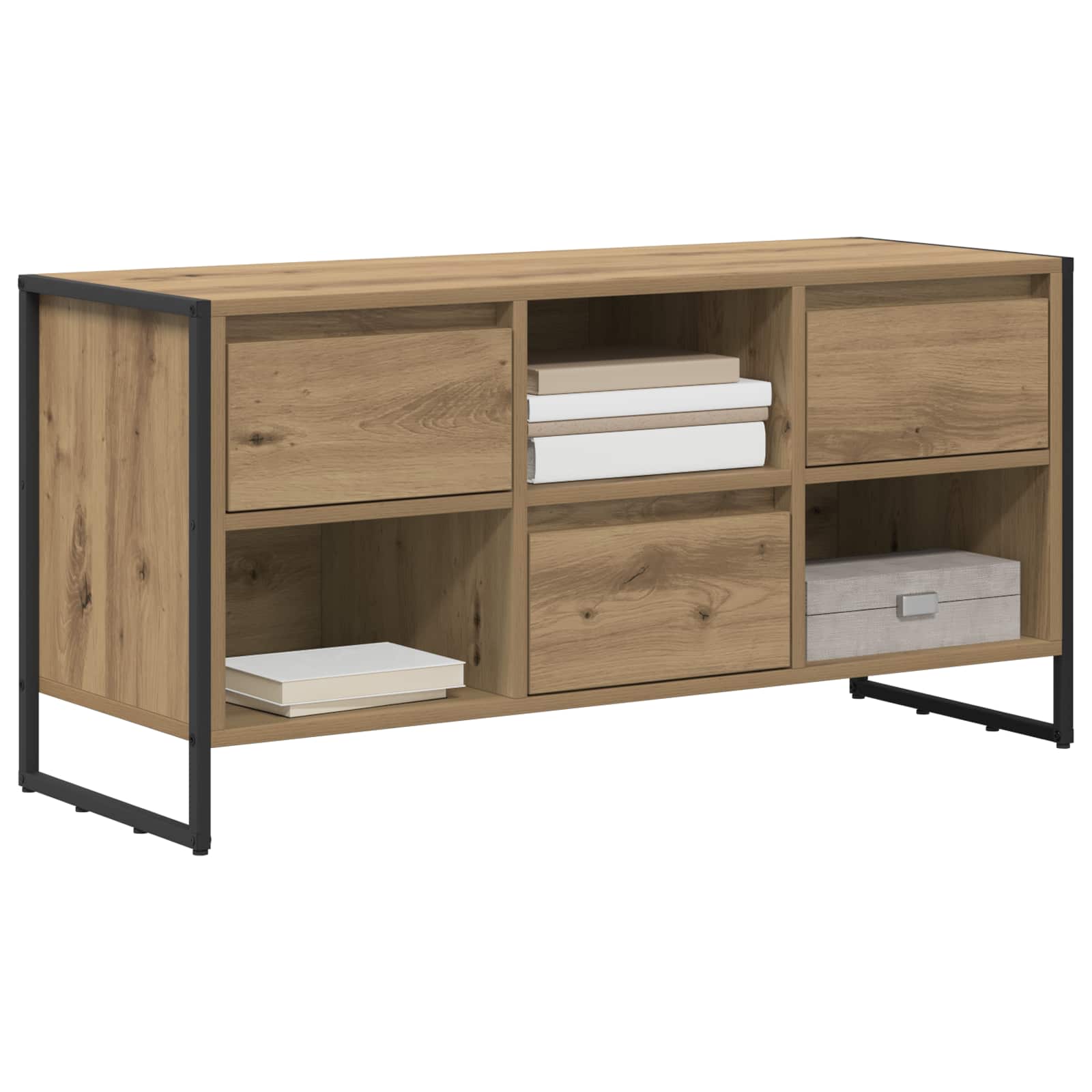 TV-kast Ambachtelijk eiken 100 x 36 x 49,5 cm Bewerkt hout is nu te koop bij PeponiXL, paradijselijk wonen!