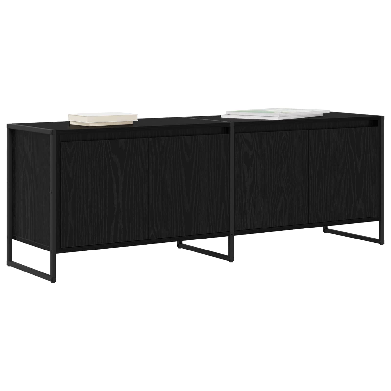 TV-kast Zwart Eiken 140 x 36 x 49.5 cm Bewerkt hout is nu te koop bij PeponiXL, paradijselijk wonen!