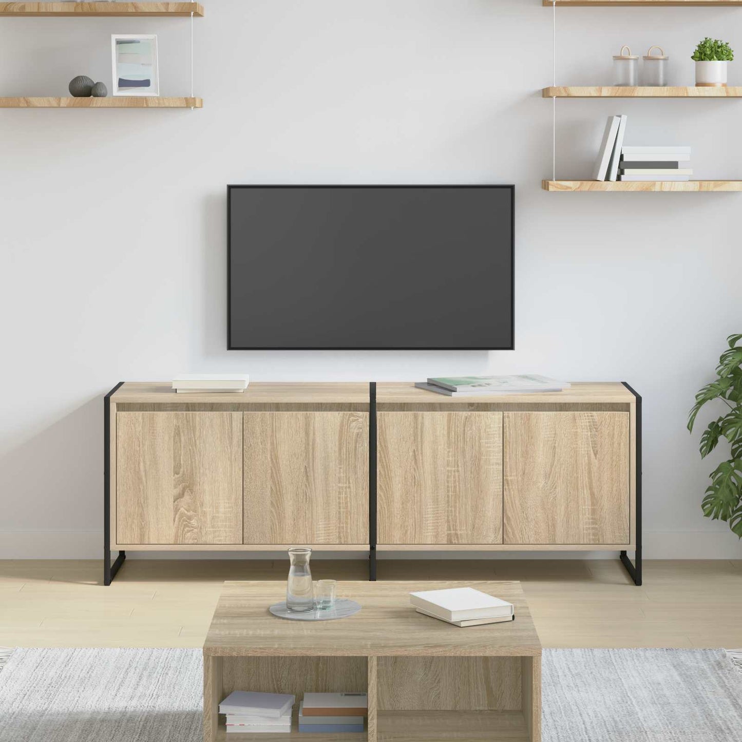 TV-kast Sonoma 140 x 36 x 49.5 cm Bewerkt hout is nu te koop bij PeponiXL, paradijselijk wonen!