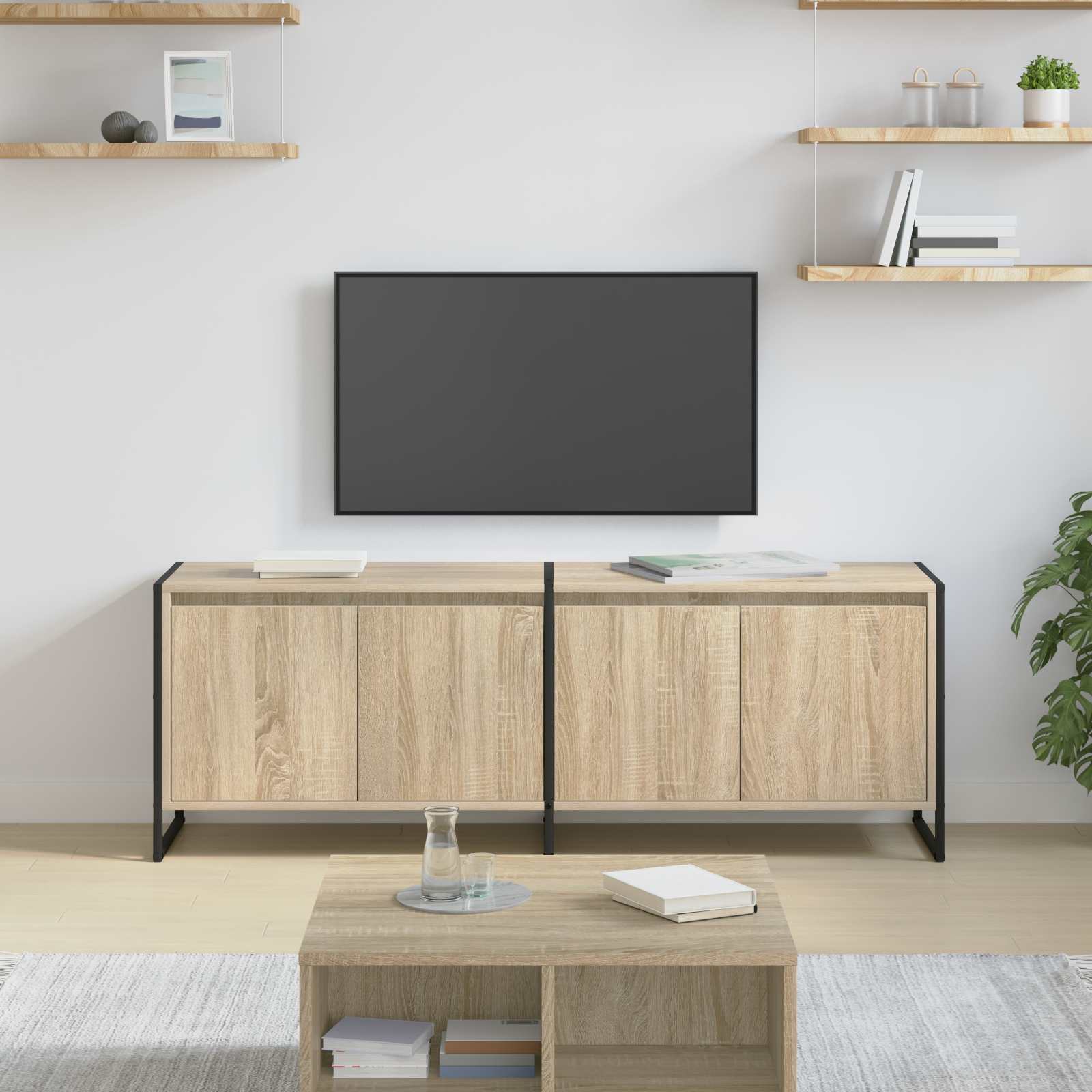 TV-kast Sonoma 140 x 36 x 49.5 cm Bewerkt hout is nu te koop bij PeponiXL, paradijselijk wonen!
