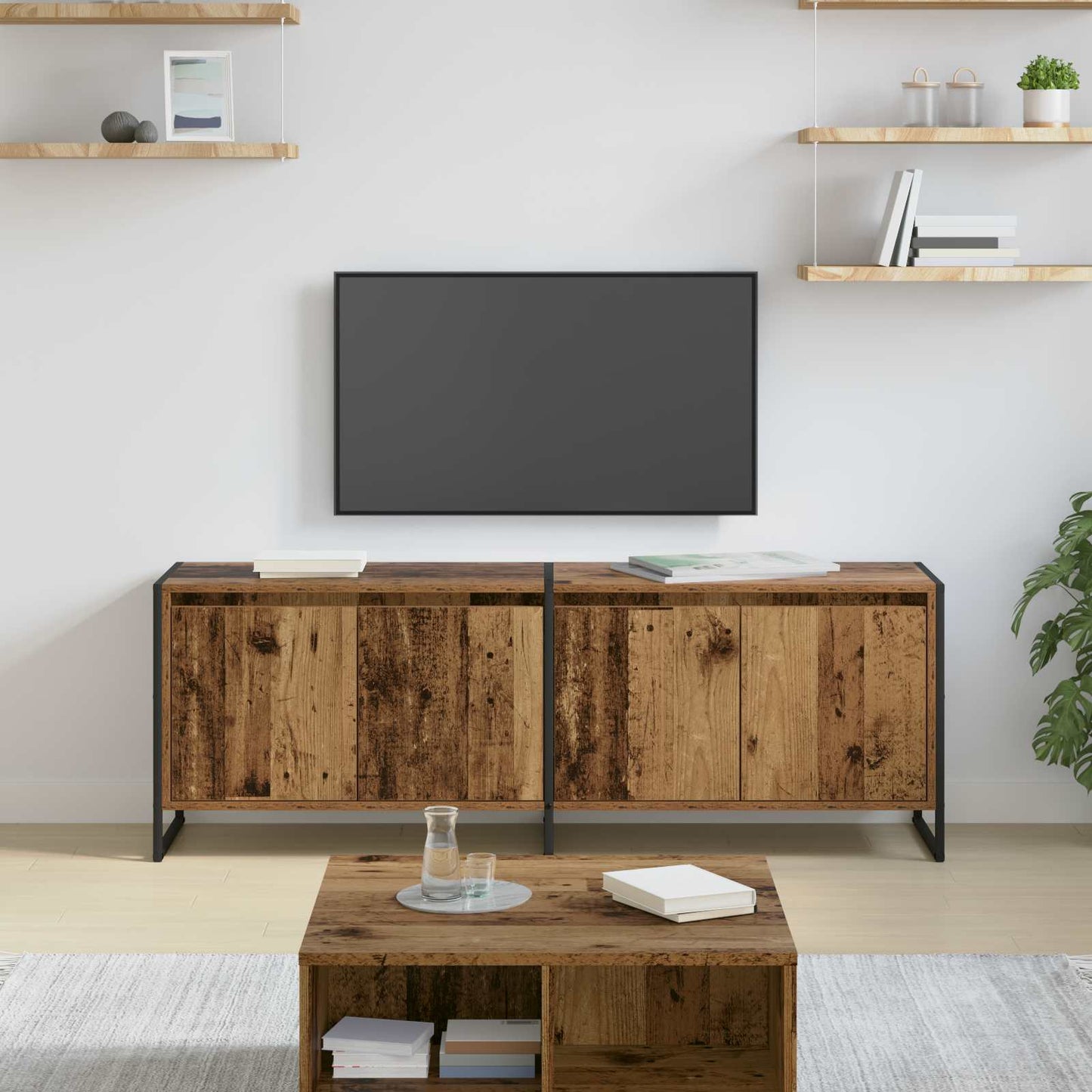 TV-kast Oud Hout 140 x 36 x 49.5 cm Bewerkt hout is nu te koop bij PeponiXL, paradijselijk wonen!