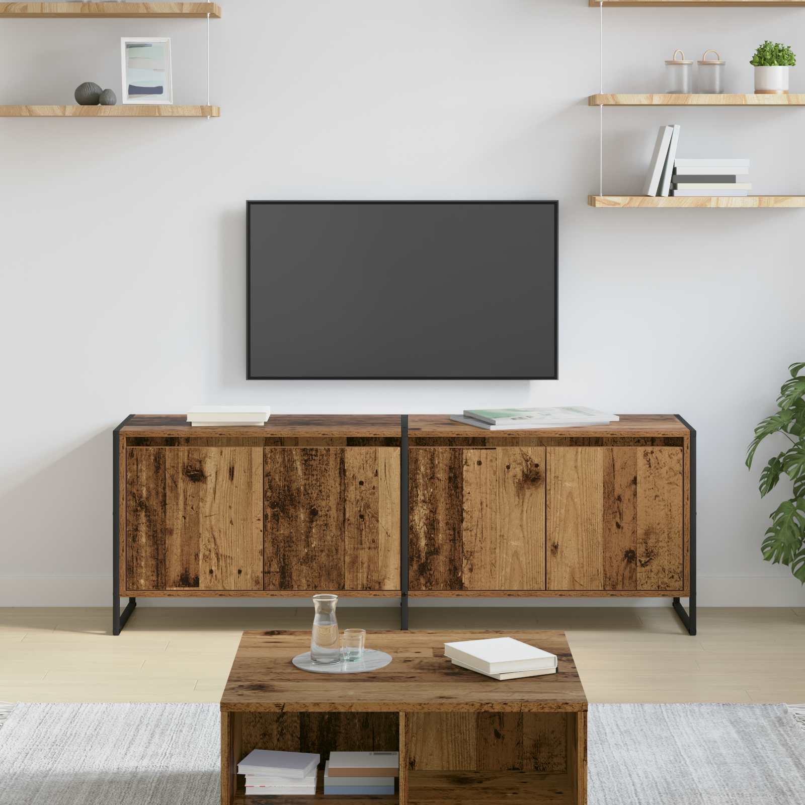 TV-kast Oud Hout 140 x 36 x 49.5 cm Bewerkt hout is nu te koop bij PeponiXL, paradijselijk wonen!