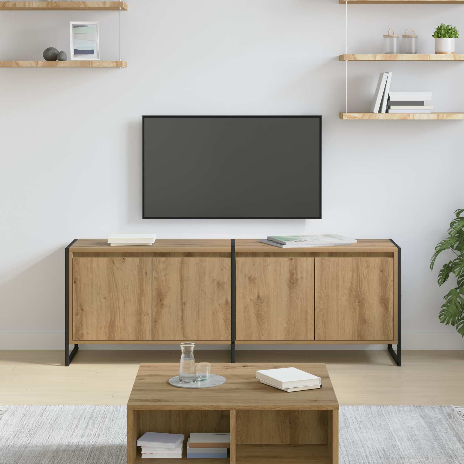 TV-kast Ambachtelijk eiken 140 x 36 x 49.5 cm Bewerkt hout is nu te koop bij PeponiXL, paradijselijk wonen!