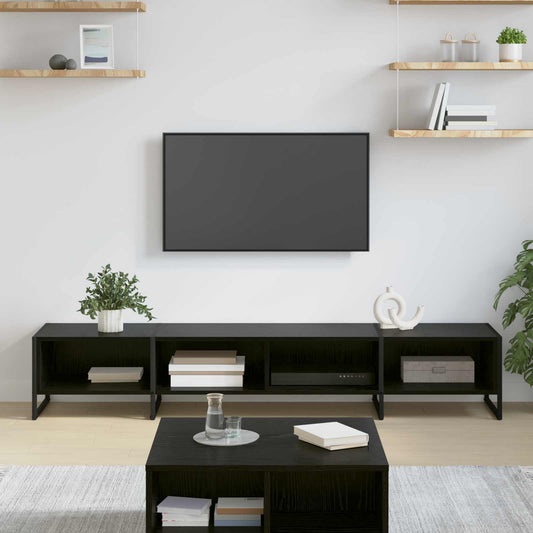 TV-kast Zwart Eiken 170,5 x 36 x 30,5 cm Bewerkt hout is nu te koop bij PeponiXL, paradijselijk wonen!