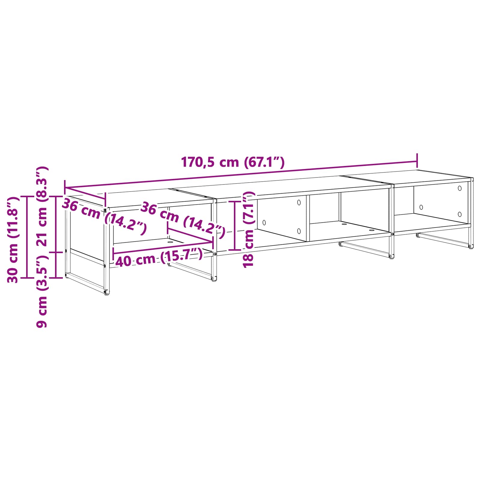 TV-kast Grijs Sonoma 170,5 x 36 x 30,5 cm Bewerkt hout is nu te koop bij PeponiXL, paradijselijk wonen!