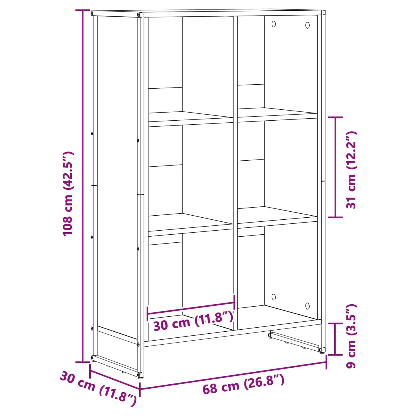 Boekenkast Zwart Eiken 99,5 x 30 x 108,5 cm Bewerkt hout is nu te koop bij PeponiXL, paradijselijk wonen!