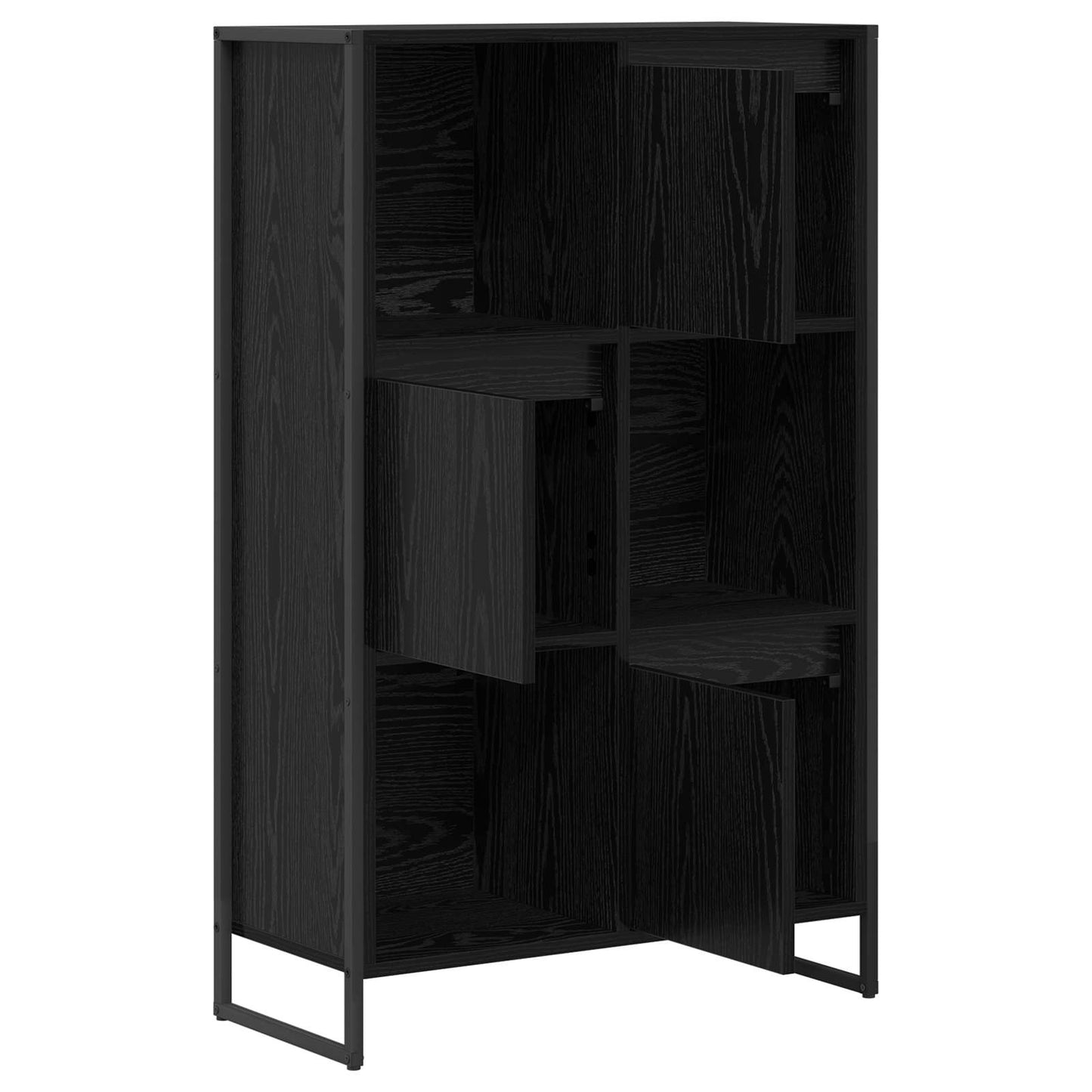 Boekenkast Zwart Eiken 68 x 30 x 108.5 cm Bewerkt hout is nu te koop bij PeponiXL, paradijselijk wonen!