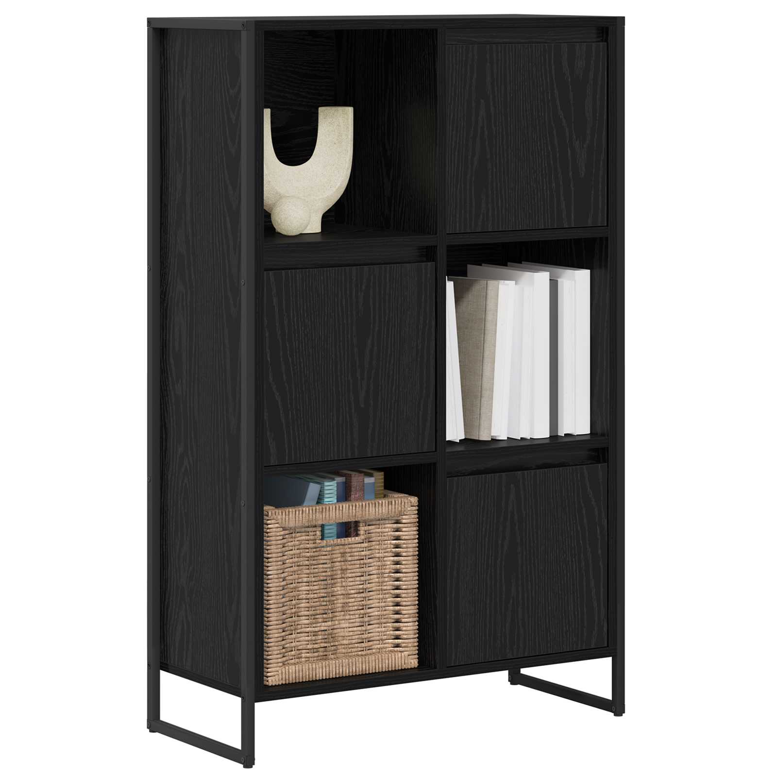 Boekenkast Zwart Eiken 68 x 30 x 108.5 cm Bewerkt hout is nu te koop bij PeponiXL, paradijselijk wonen!