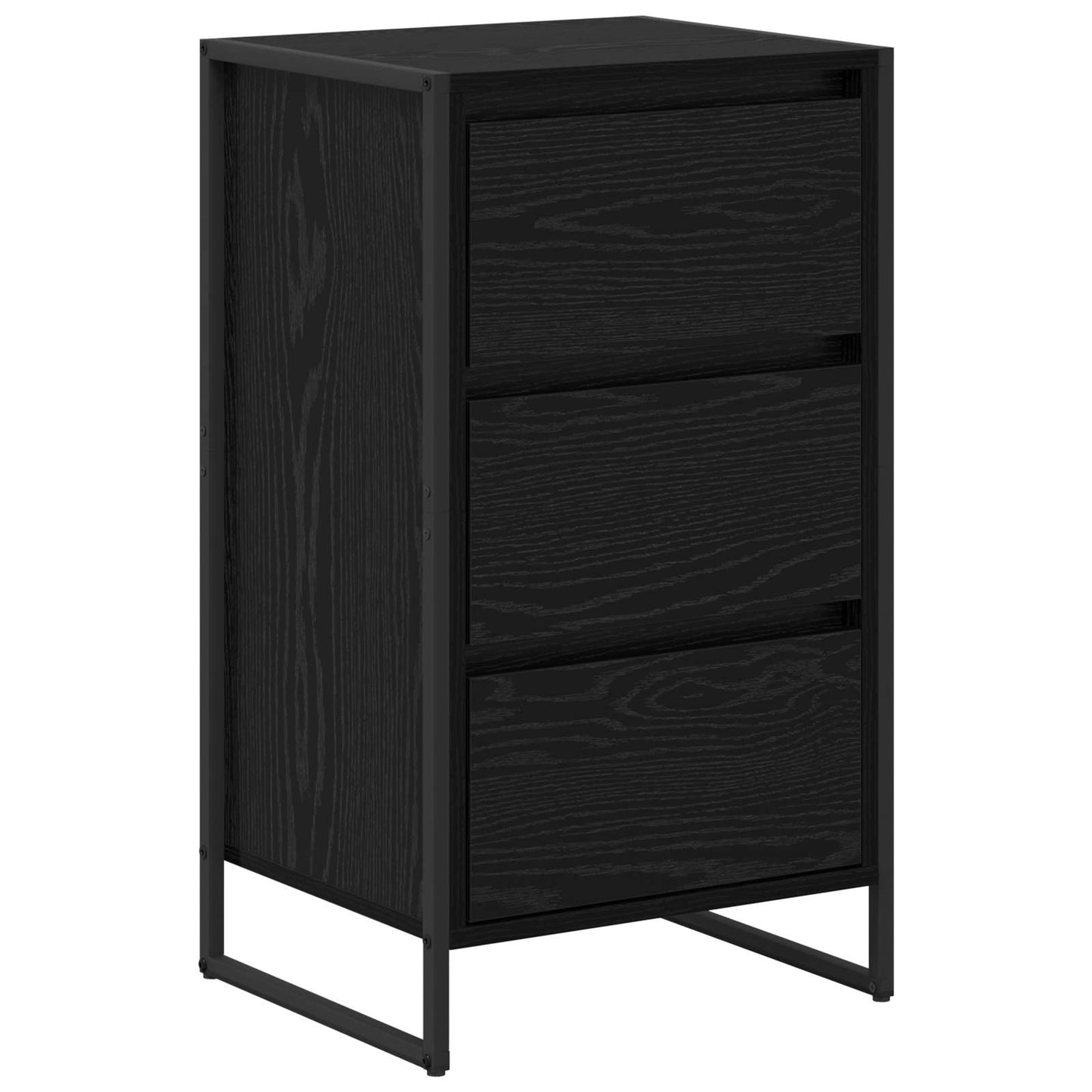 Dressoir met lade Zwart Eiken 42 x 36 x 75.5 cm Bewerkt hout is nu te koop bij PeponiXL, paradijselijk wonen!