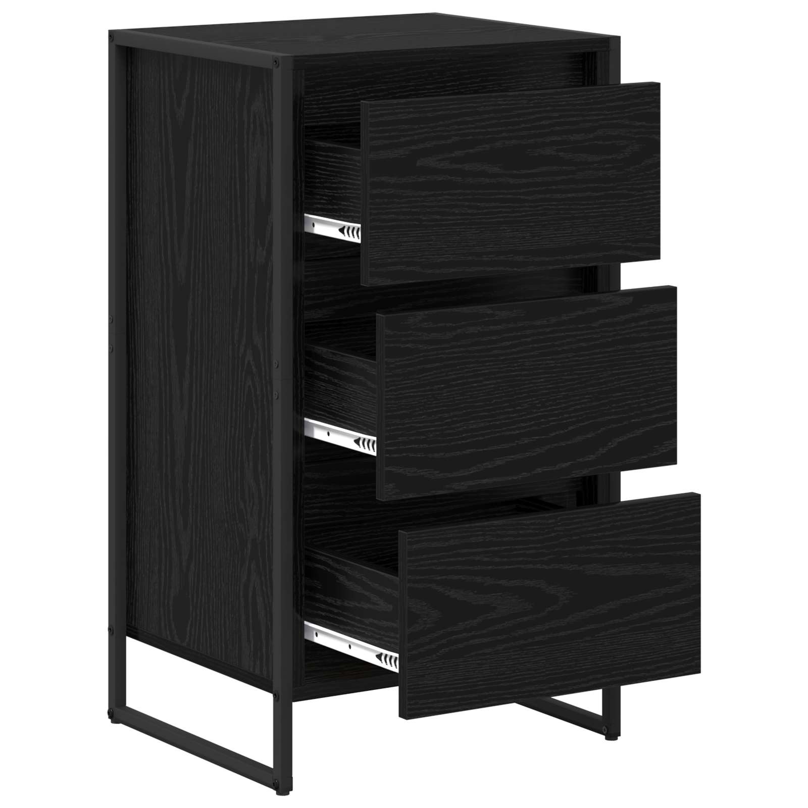 Dressoir met lade Zwart Eiken 42 x 36 x 75.5 cm Bewerkt hout is nu te koop bij PeponiXL, paradijselijk wonen!