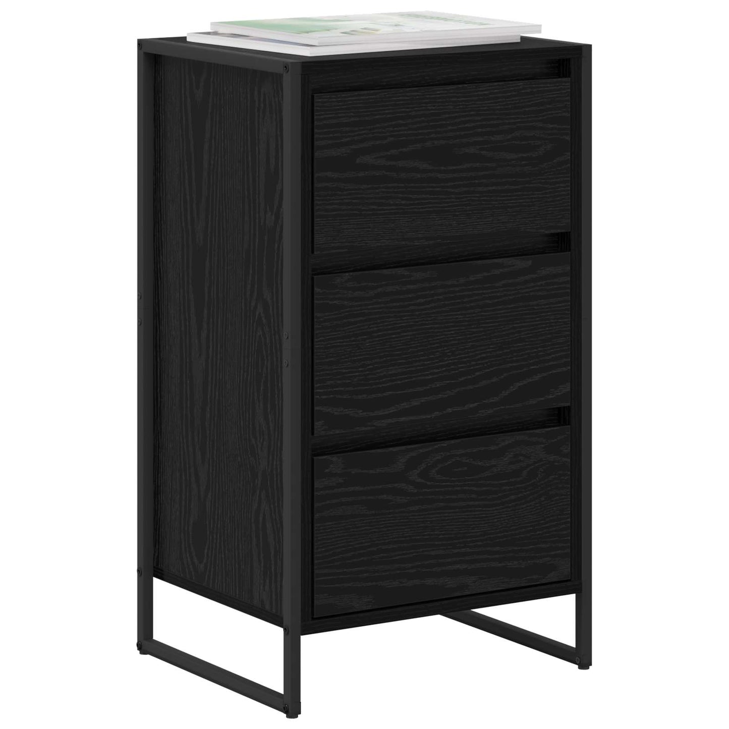Dressoir met lade Zwart Eiken 42 x 36 x 75.5 cm Bewerkt hout is nu te koop bij PeponiXL, paradijselijk wonen!