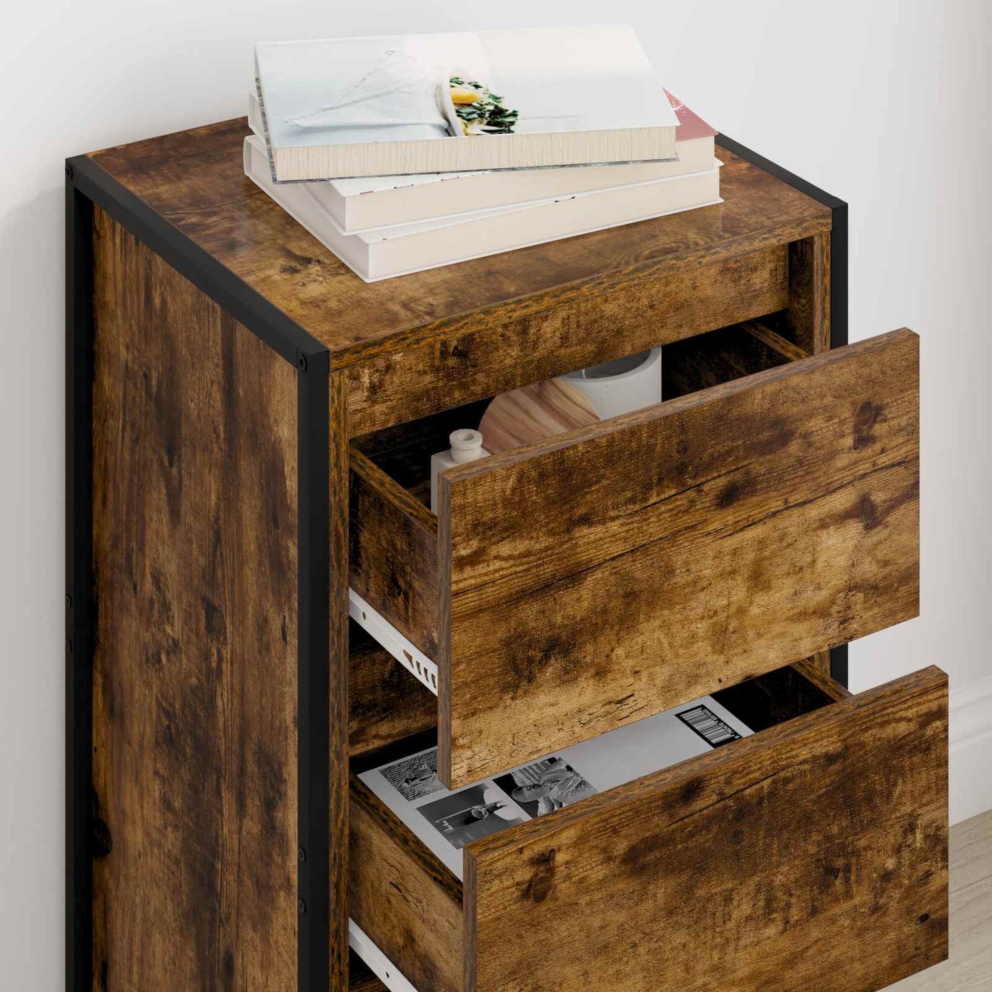 Dressoir met lade Rook Eik 42 x 36 x 75.5 cm Bewerkt hout is nu te koop bij PeponiXL, paradijselijk wonen!