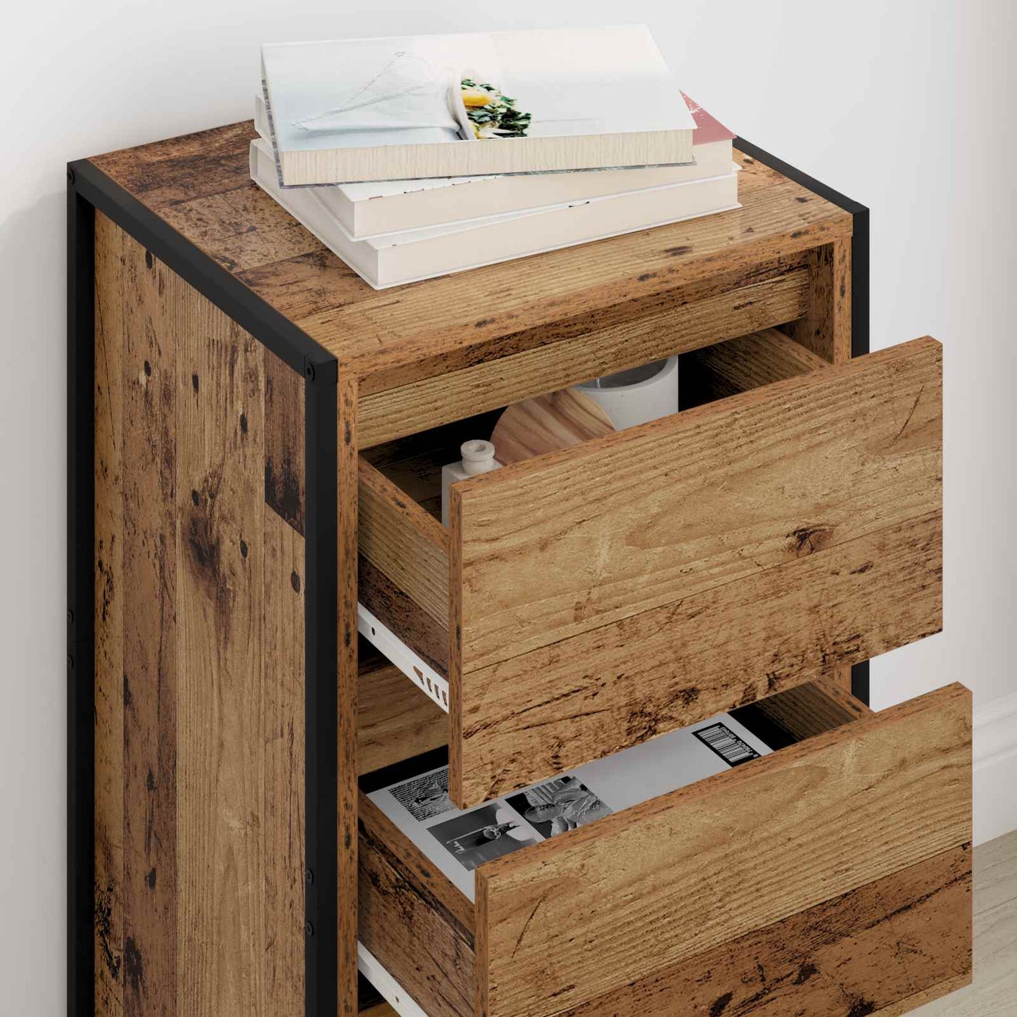 Dressoir met lade Oud Hout 42 x 36 x 75.5 cm Bewerkt hout is nu te koop bij PeponiXL, paradijselijk wonen!