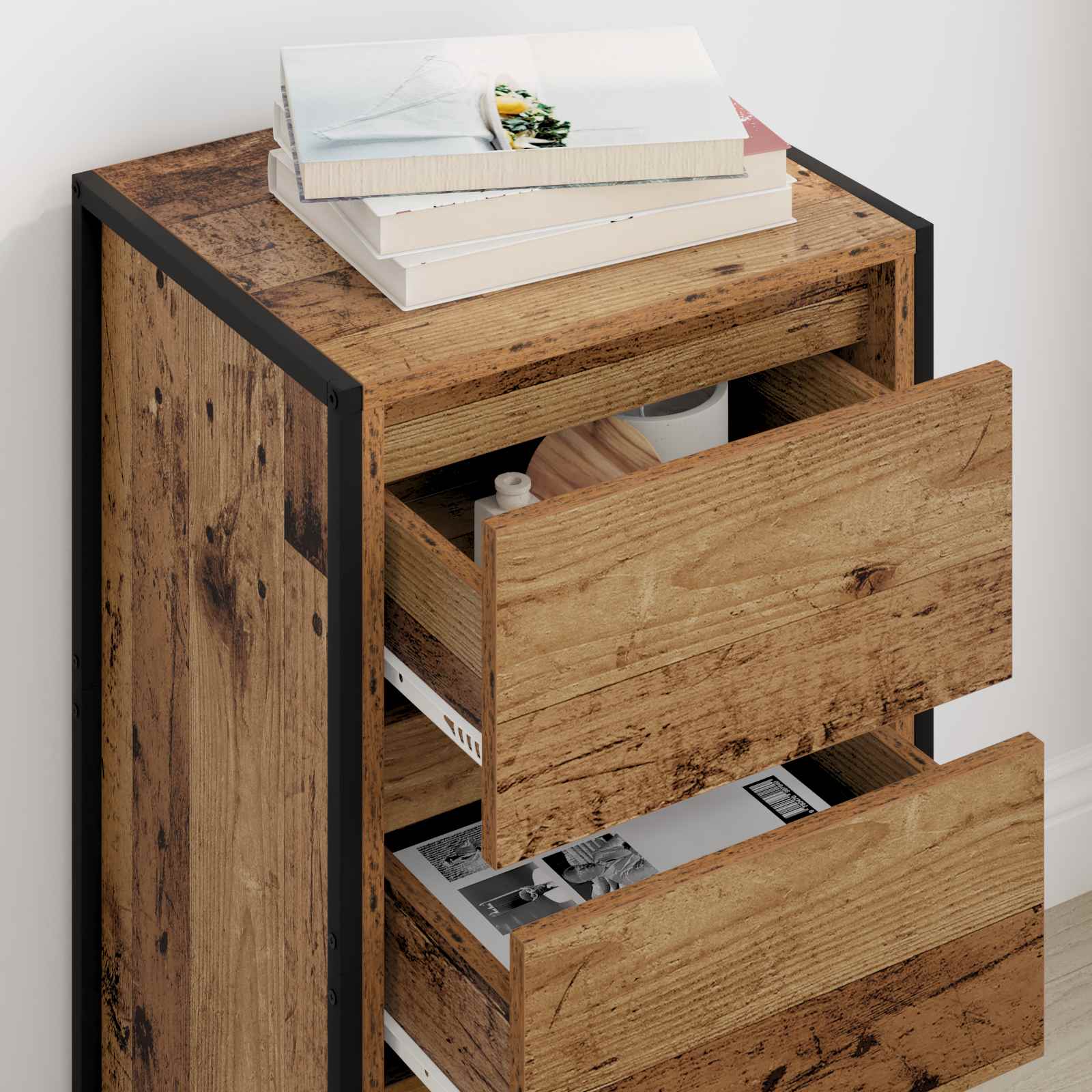 Dressoir met lade Oud Hout 42 x 36 x 75.5 cm Bewerkt hout is nu te koop bij PeponiXL, paradijselijk wonen!