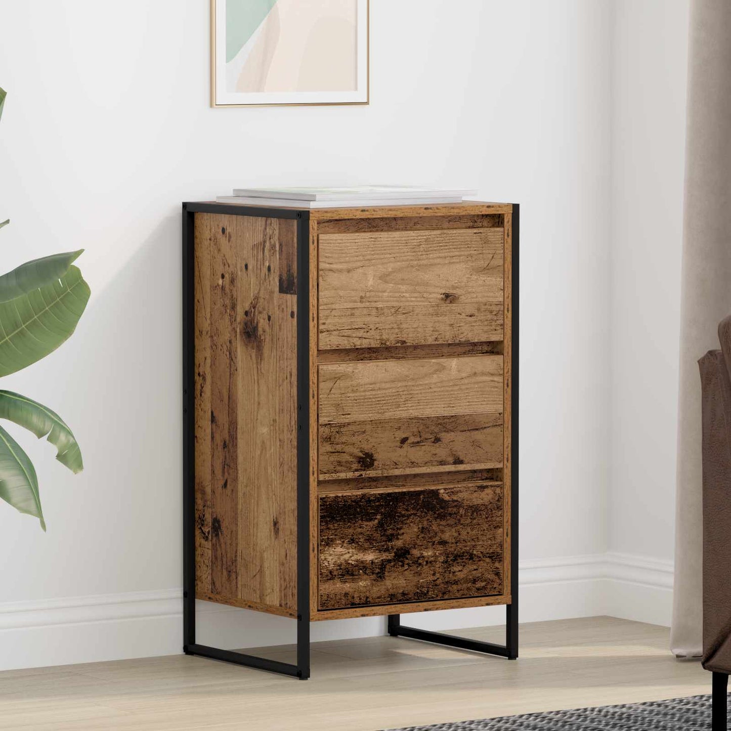 Dressoir met lade Oud Hout 42 x 36 x 75.5 cm Bewerkt hout is nu te koop bij PeponiXL, paradijselijk wonen!