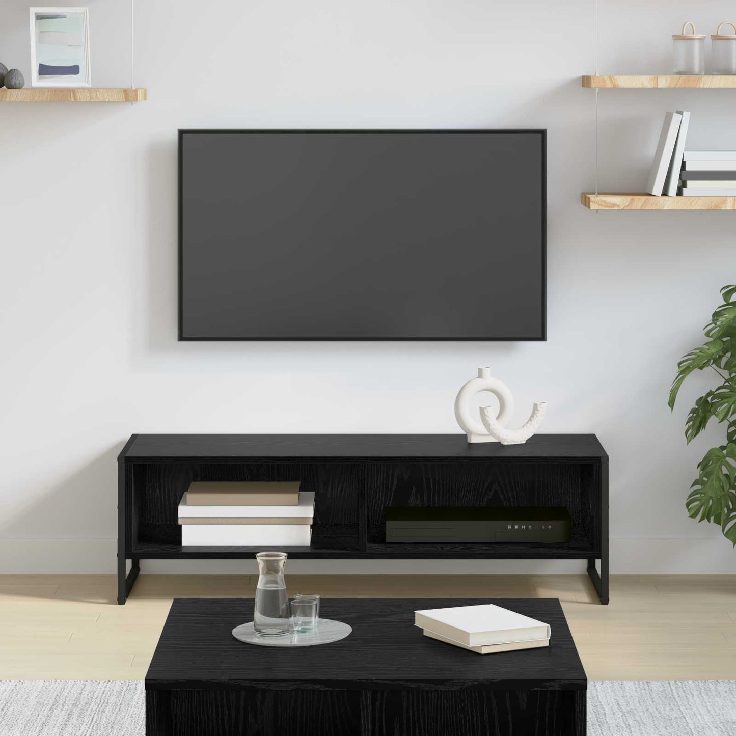TV-kast Zwart Eiken 100 x 36.5 x 30.5 cm Bewerkt hout is nu te koop bij PeponiXL, paradijselijk wonen!