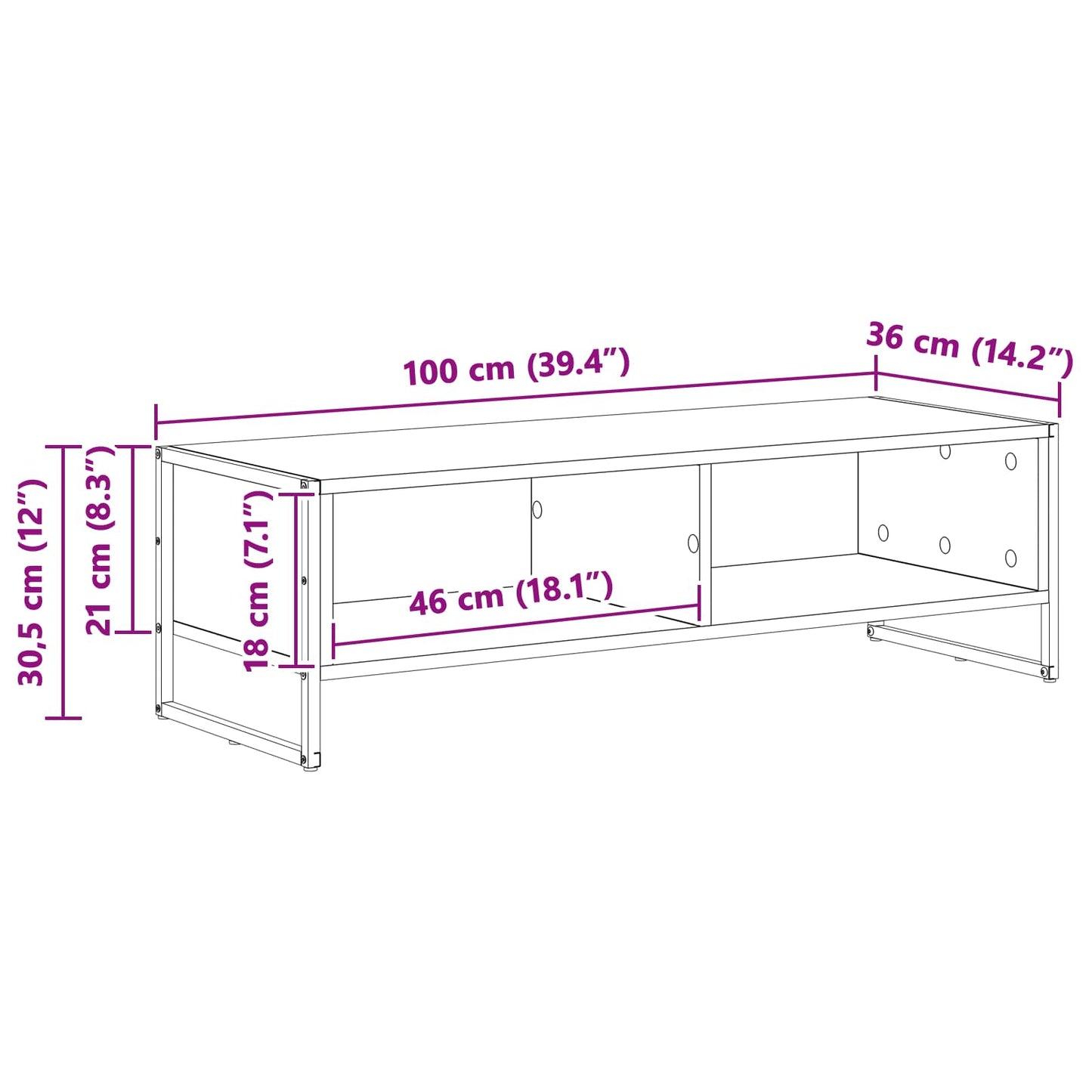 TV-kast Sonoma 100 x 36.5 x 30.5 cm Bewerkt hout is nu te koop bij PeponiXL, paradijselijk wonen!